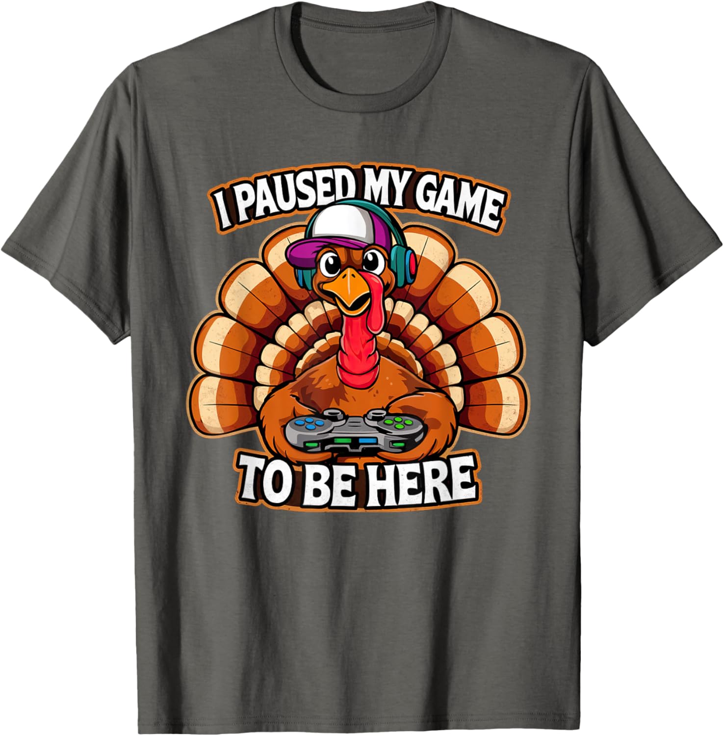 Thanksgiving Turkey For Kids Boys I Paused my Game Funny T-Shirt