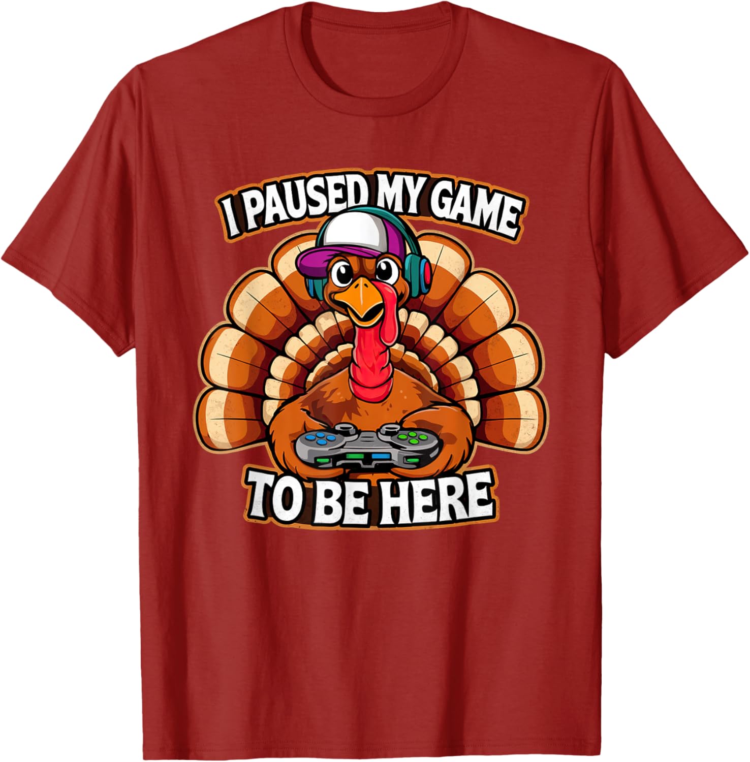 Thanksgiving Turkey For Kids Boys I Paused my Game Funny T-Shirt