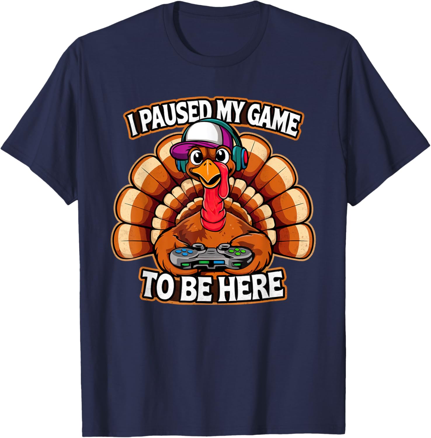 Thanksgiving Turkey For Kids Boys I Paused my Game Funny T-Shirt