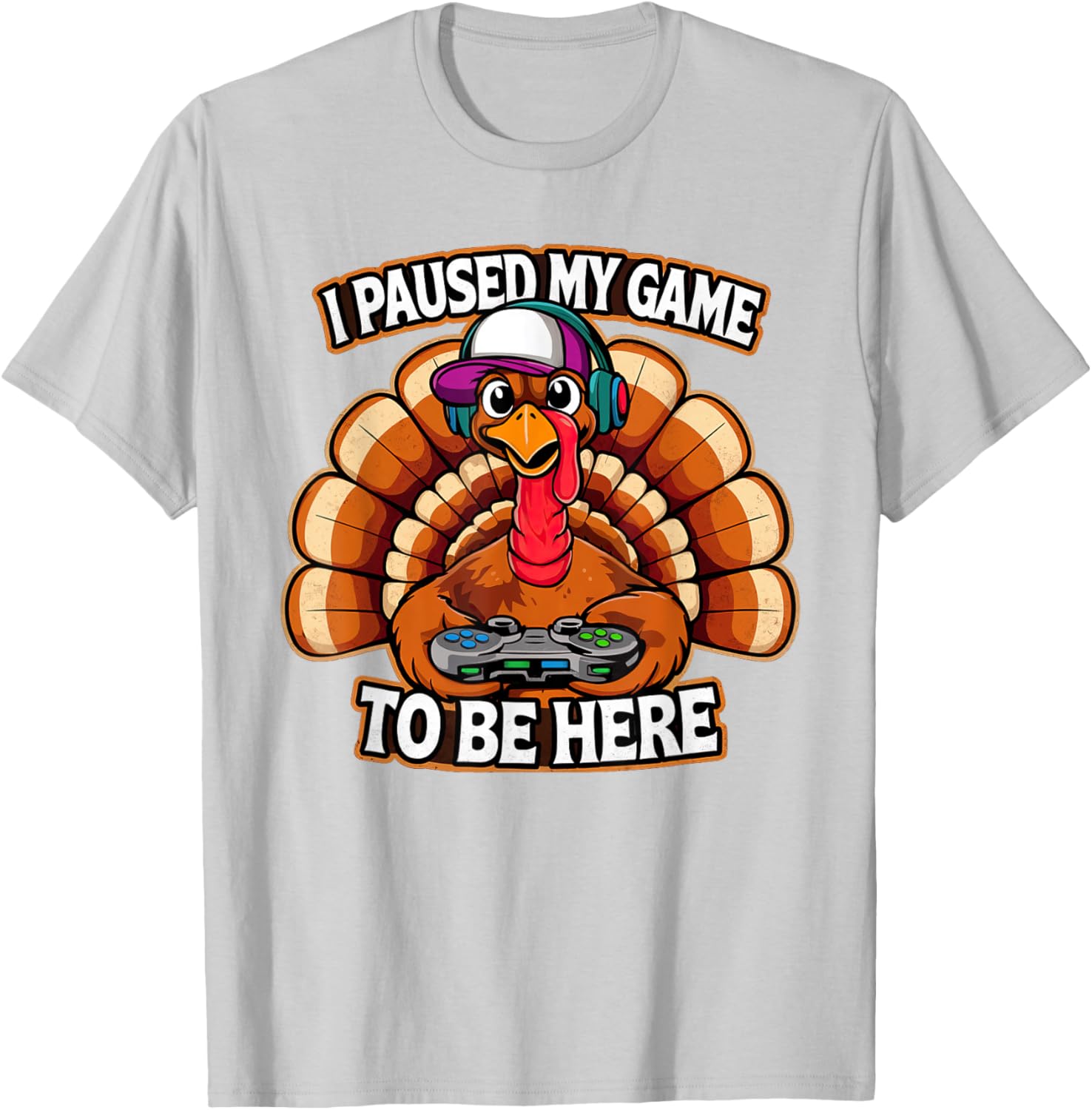 Thanksgiving Turkey For Kids Boys I Paused my Game Funny T-Shirt