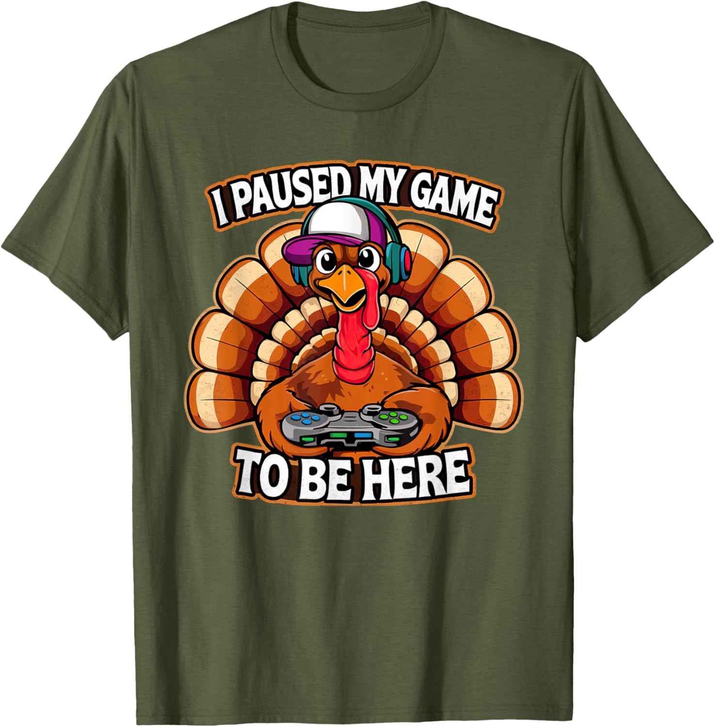 Thanksgiving Turkey For Kids Boys I Paused my Game Funny T-Shirt