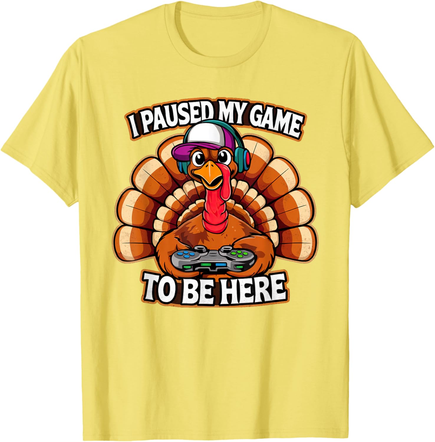 Thanksgiving Turkey For Kids Boys I Paused my Game Funny T-Shirt