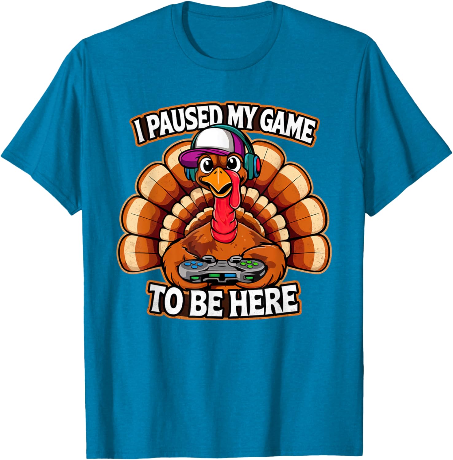 Thanksgiving Turkey For Kids Boys I Paused my Game Funny T-Shirt
