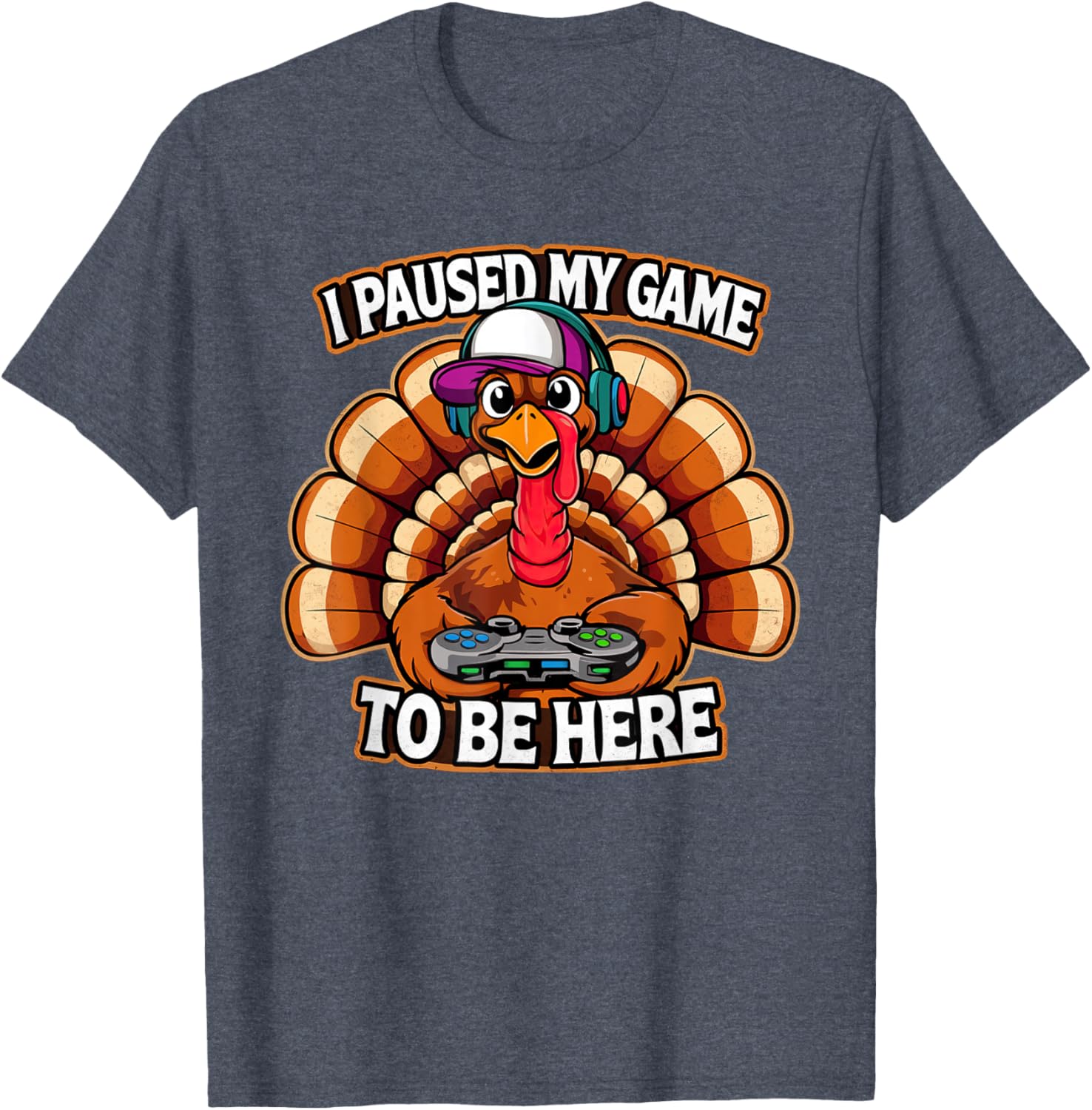 Thanksgiving Turkey For Kids Boys I Paused my Game Funny T-Shirt