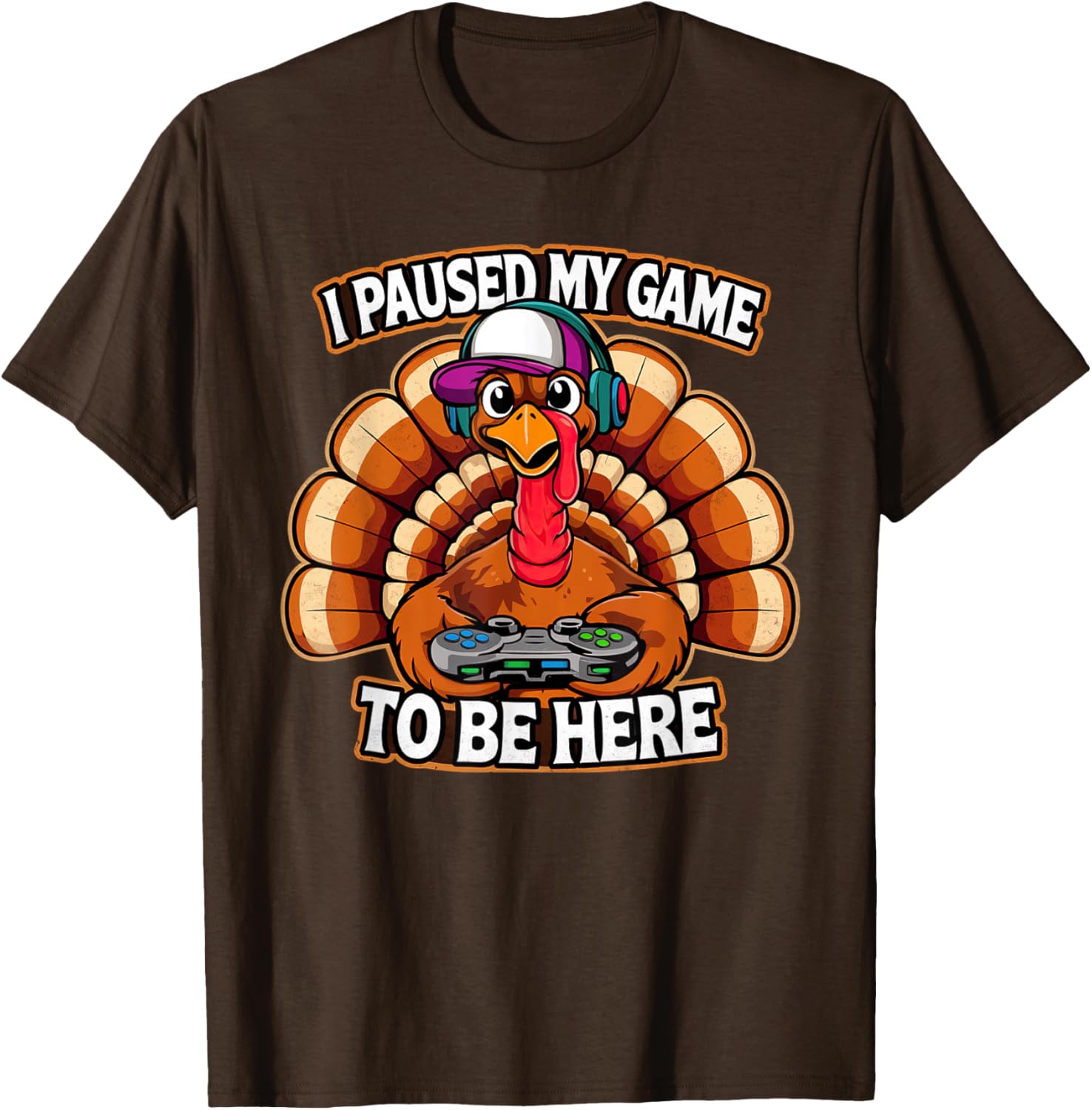 Thanksgiving Turkey For Kids Boys I Paused my Game Funny T-Shirt