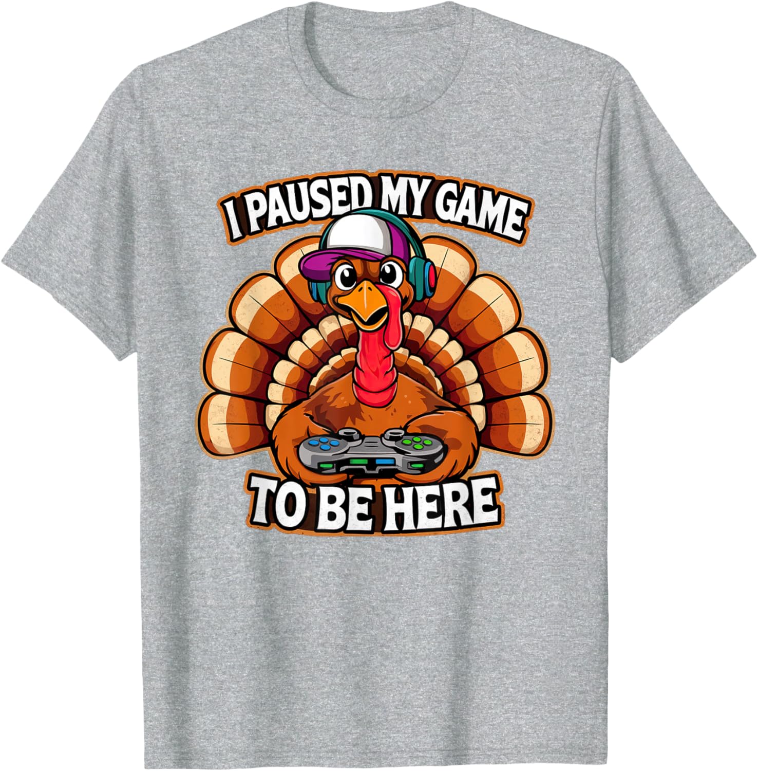Thanksgiving Turkey For Kids Boys I Paused my Game Funny T-Shirt