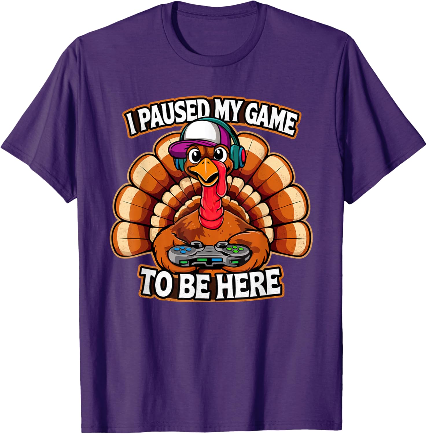 Thanksgiving Turkey For Kids Boys I Paused my Game Funny T-Shirt