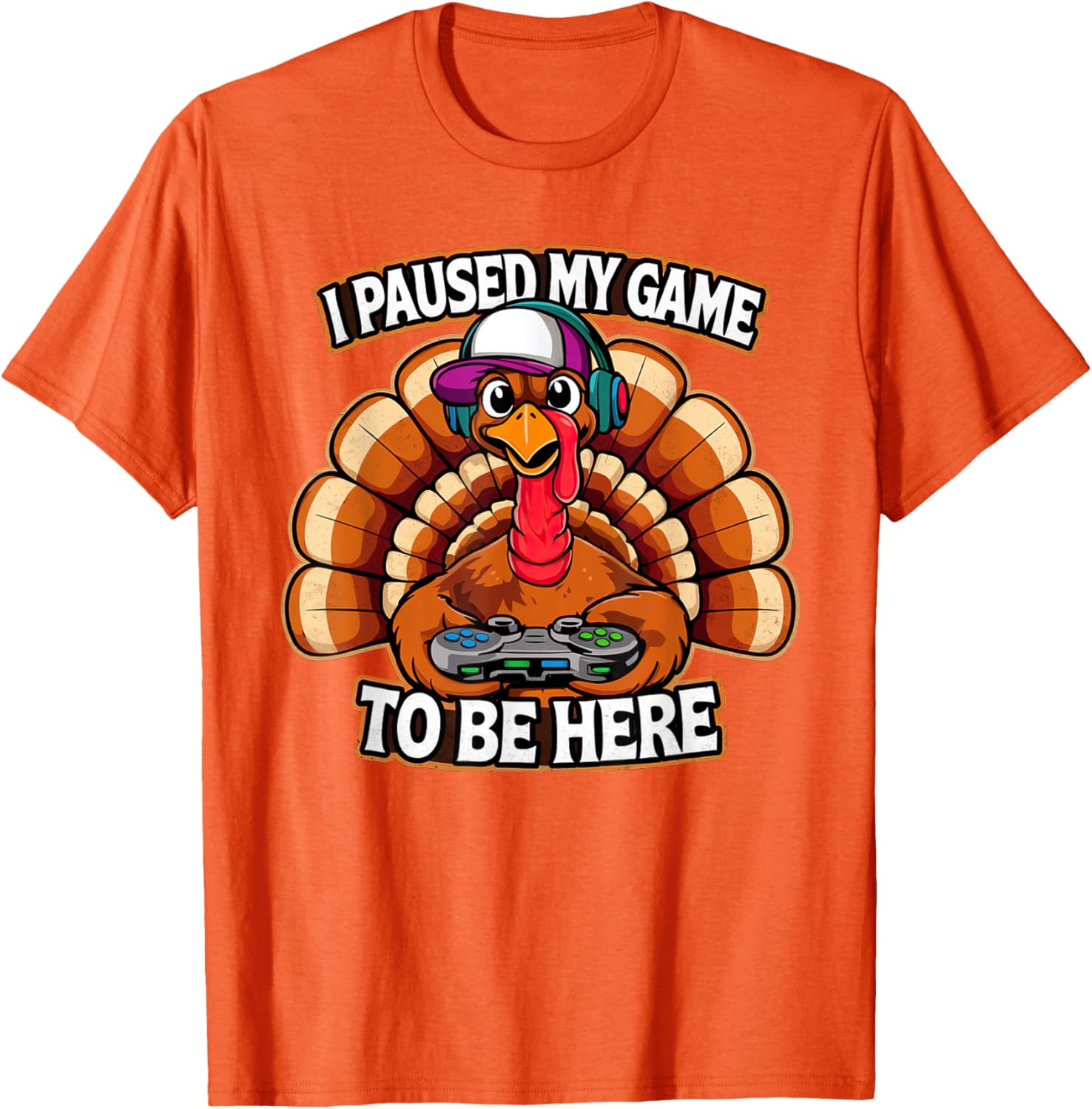 Thanksgiving Turkey For Kids Boys I Paused my Game Funny T-Shirt