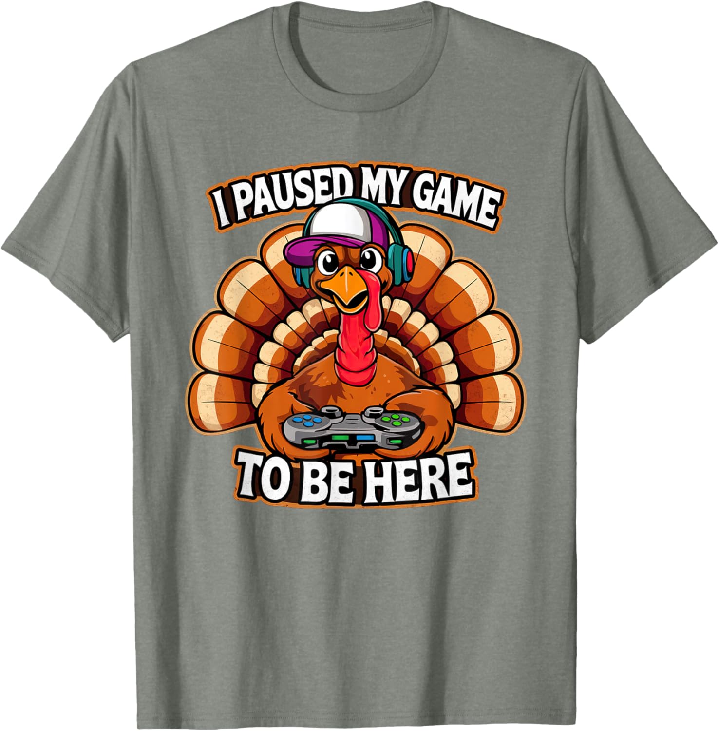 Thanksgiving Turkey For Kids Boys I Paused my Game Funny T-Shirt