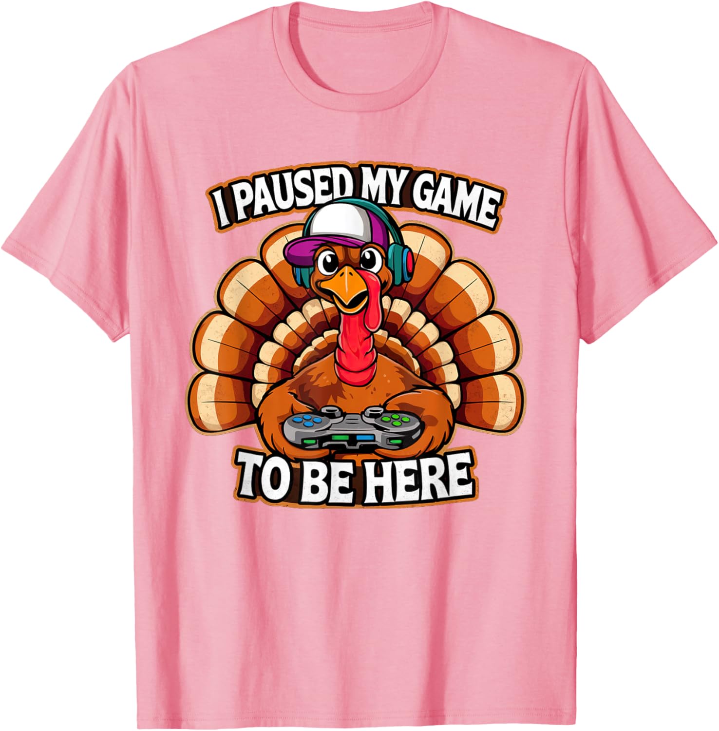 Thanksgiving Turkey For Kids Boys I Paused my Game Funny T-Shirt