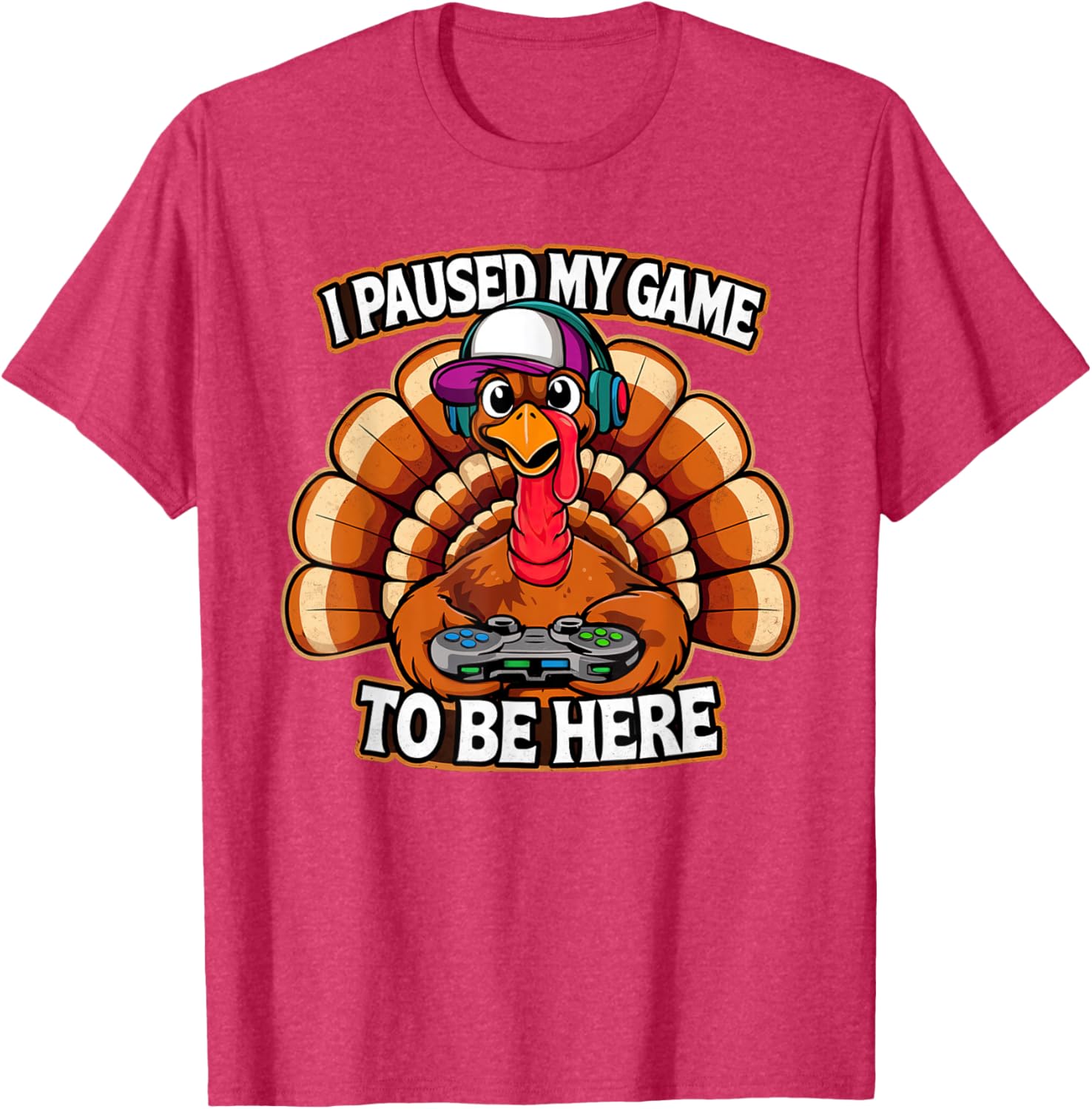 Thanksgiving Turkey For Kids Boys I Paused my Game Funny T-Shirt