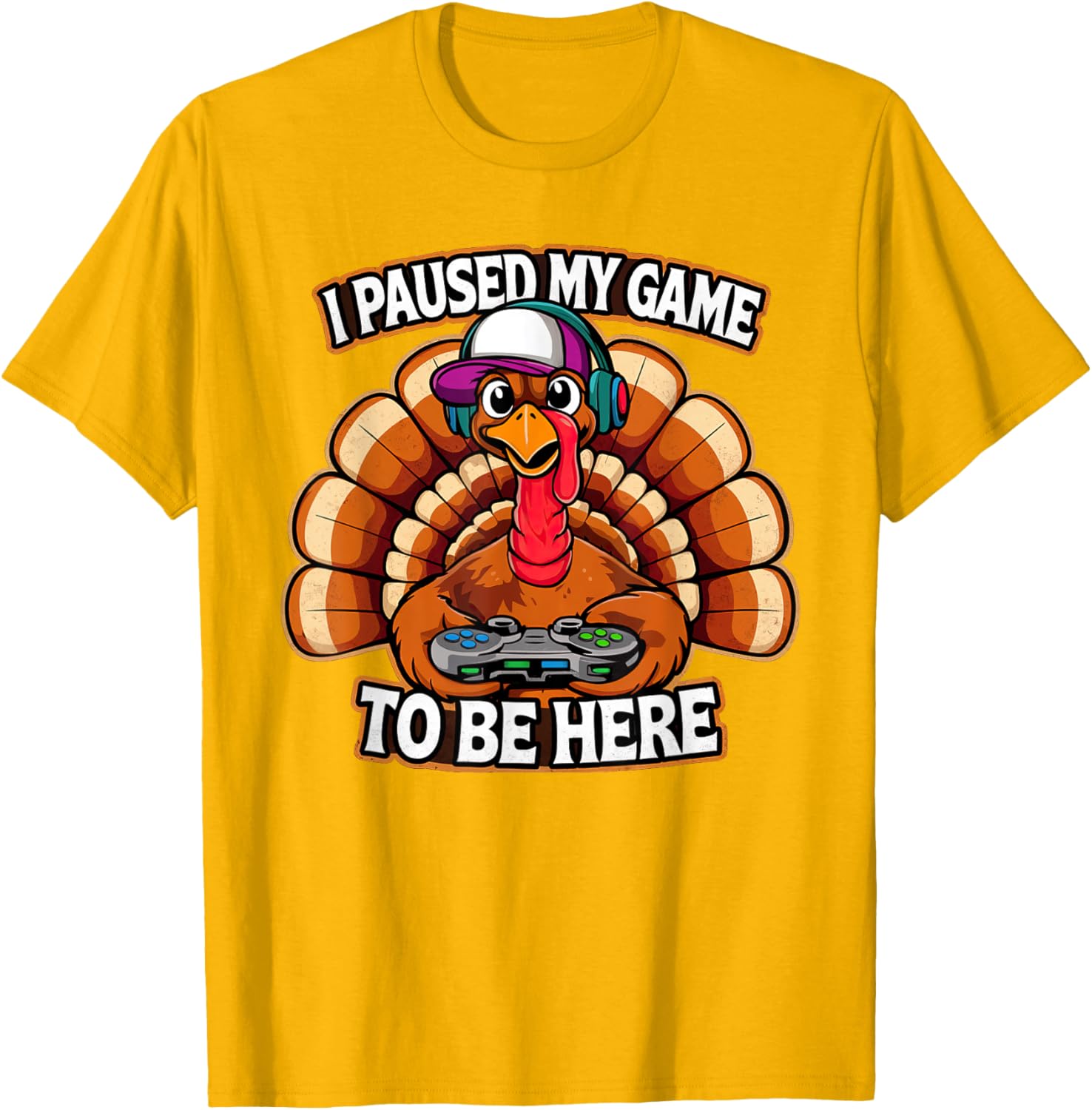 Thanksgiving Turkey For Kids Boys I Paused my Game Funny T-Shirt