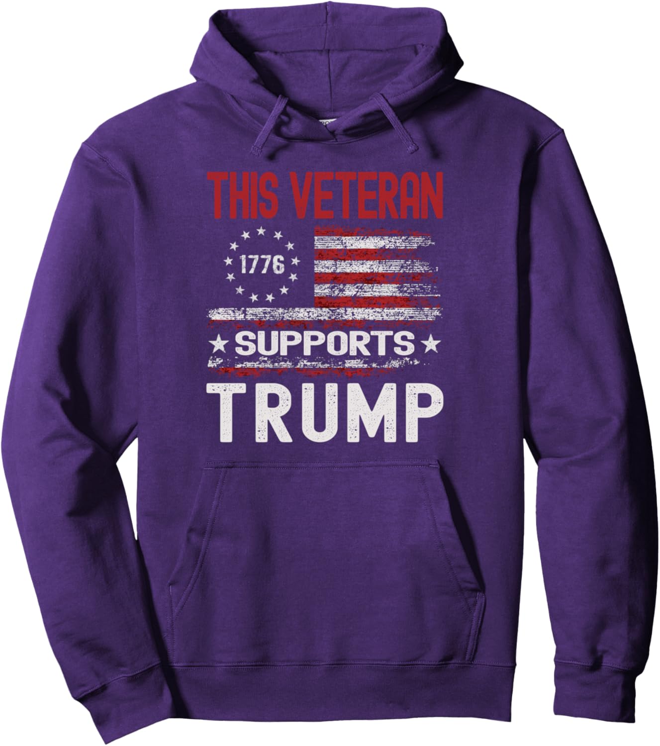 This Veteran Supports Trump 2024 American Flag 4th Of July Pullover Hoodie