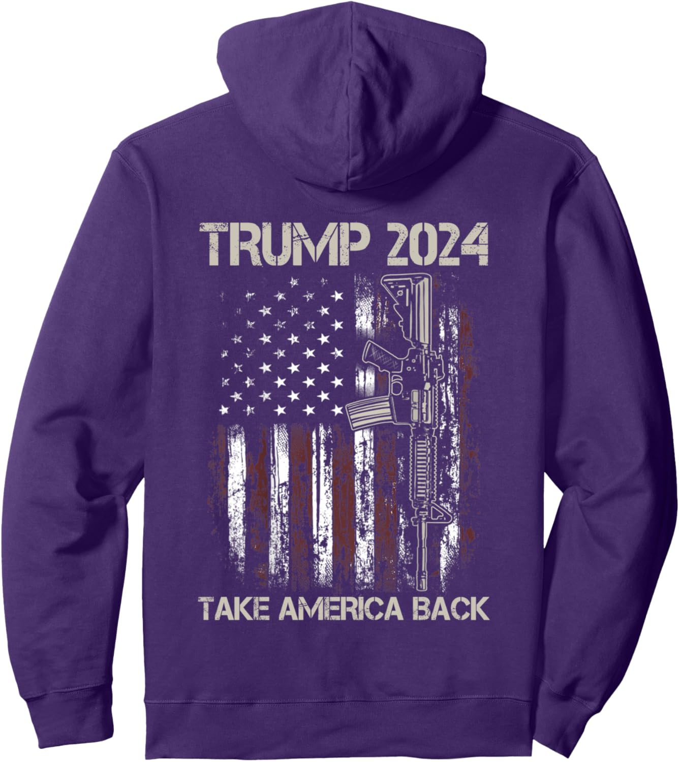 Trump 2024 Take America Back American Flag Gun (ON BACK) Pullover Hoodie