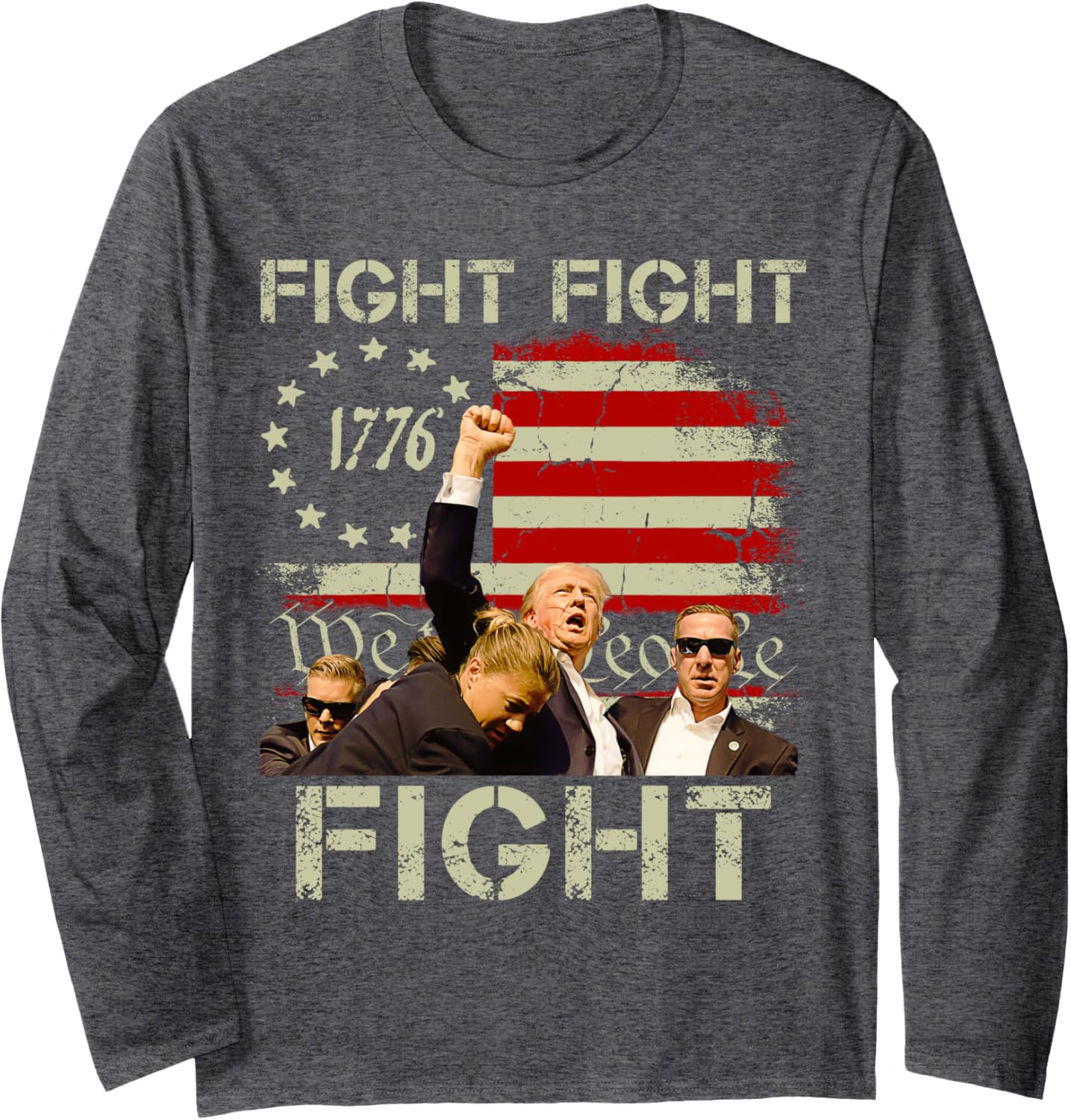 Trump Fight Fight Fight Trump Signals To Americans to Fight Long Sleeve T-Shirt