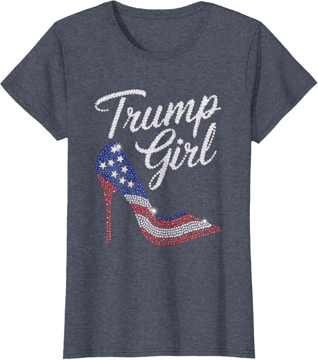 Trump Girl High Heel American Flag Bling Patriot Trump 2024 T-Shirt