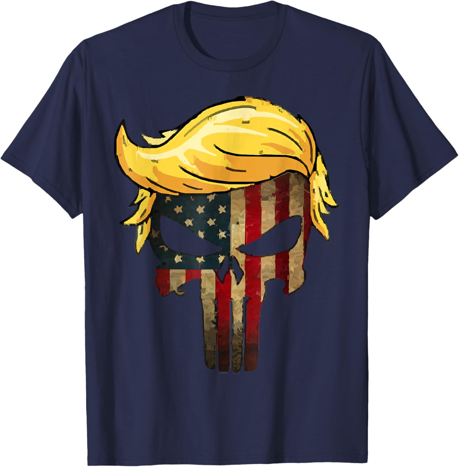 Trump Hair Skull Shirt 4th Of July Trump US Flag GIft T-Shirt