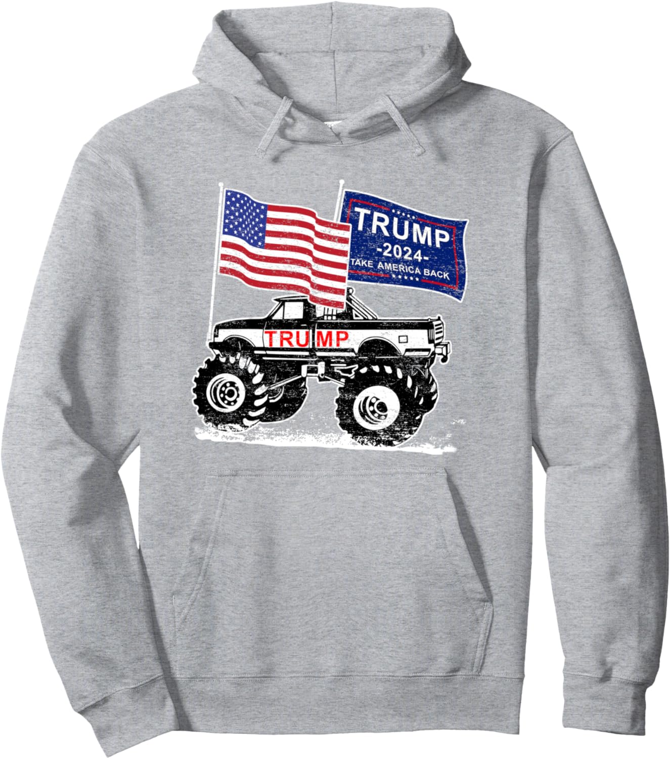 Trump Monster Truck Rally, Trump Flag, Trump 2024 Pullover Hoodie