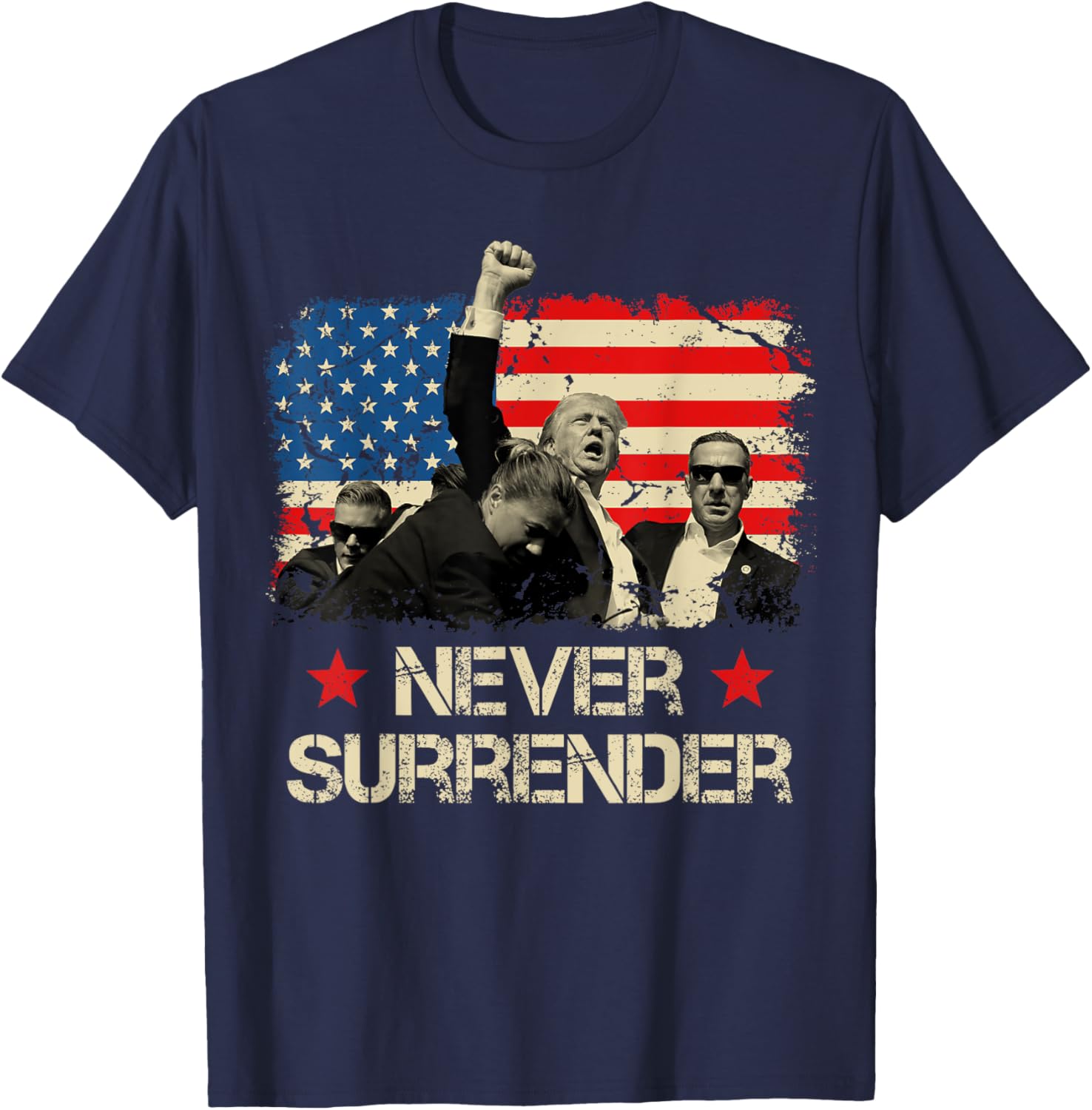 Trump Never Surrender American Flag Pennsylvania Trump Rally T-Shirt