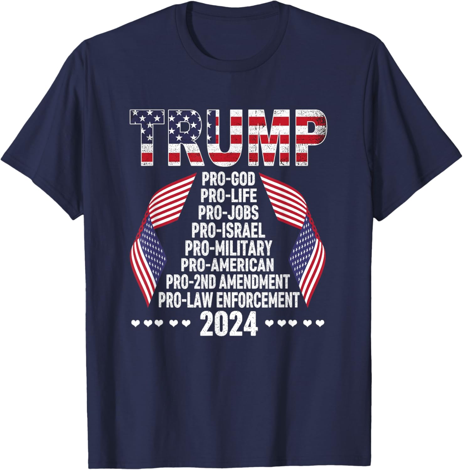 Trump Pro God Pro Life Pro Jobs Pro Israel Pro Military 2024 T-Shirt