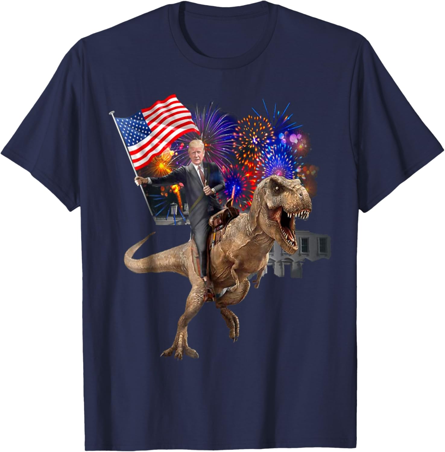 Trump Riding a Dinosaur T-rex Suppor Trump 2020 T-Shirt