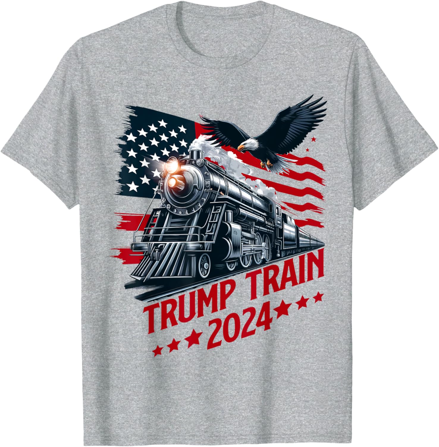 Trump Train 2024 Patriotic Eagle American Flag T-Shirt