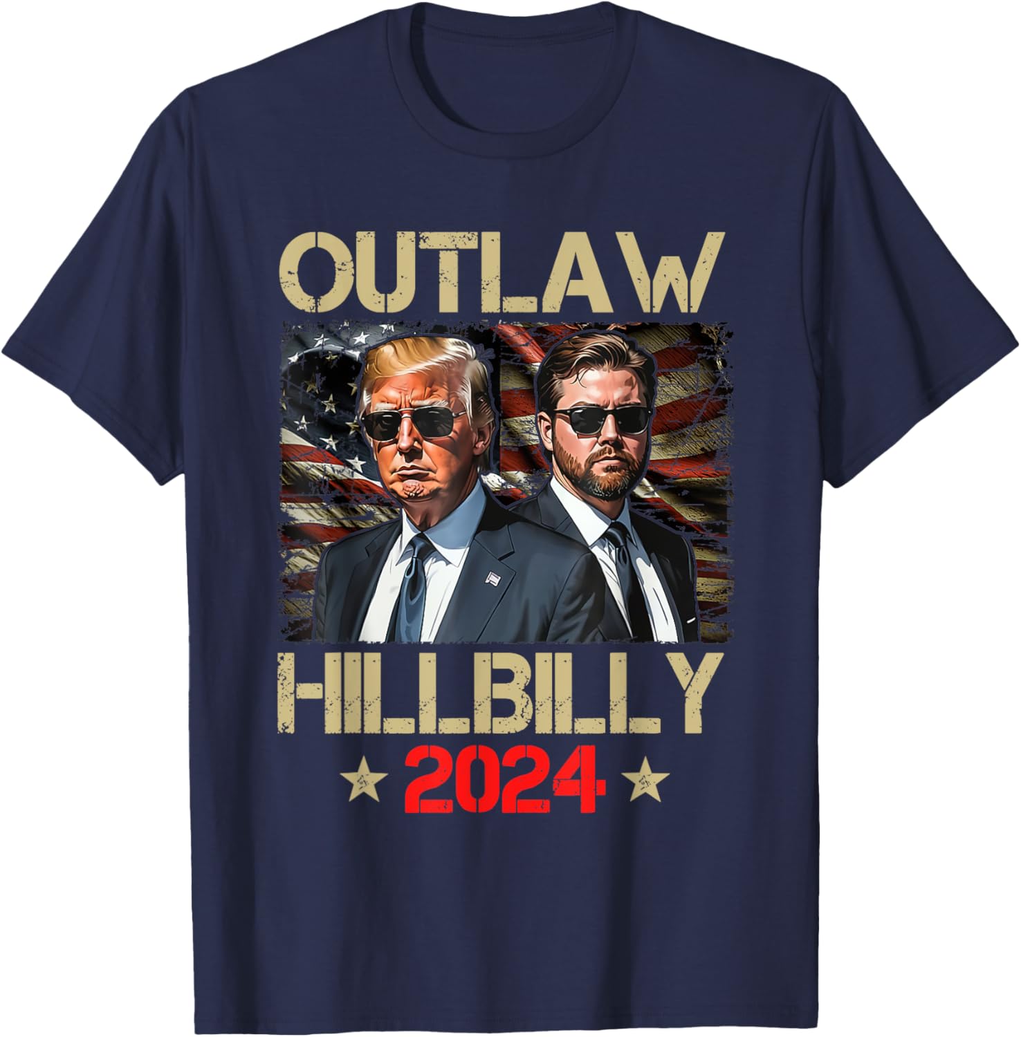 Trump Vance 2024 Donald Trump J.D. Vance Outlaw & Hillbilly T-Shirt