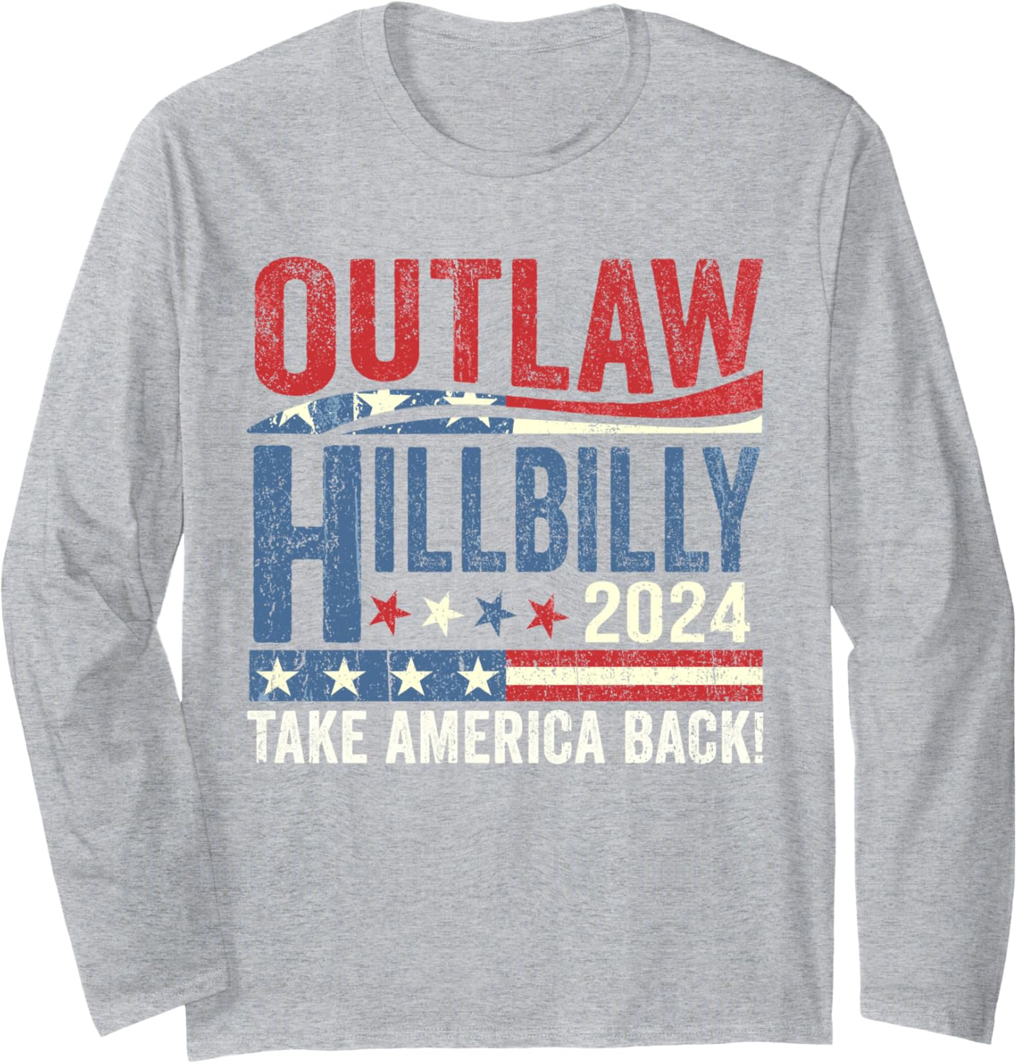 Trump Vance 2024 Outlaw Hillbilly USA Flag Vintage Long Sleeve T-Shirt