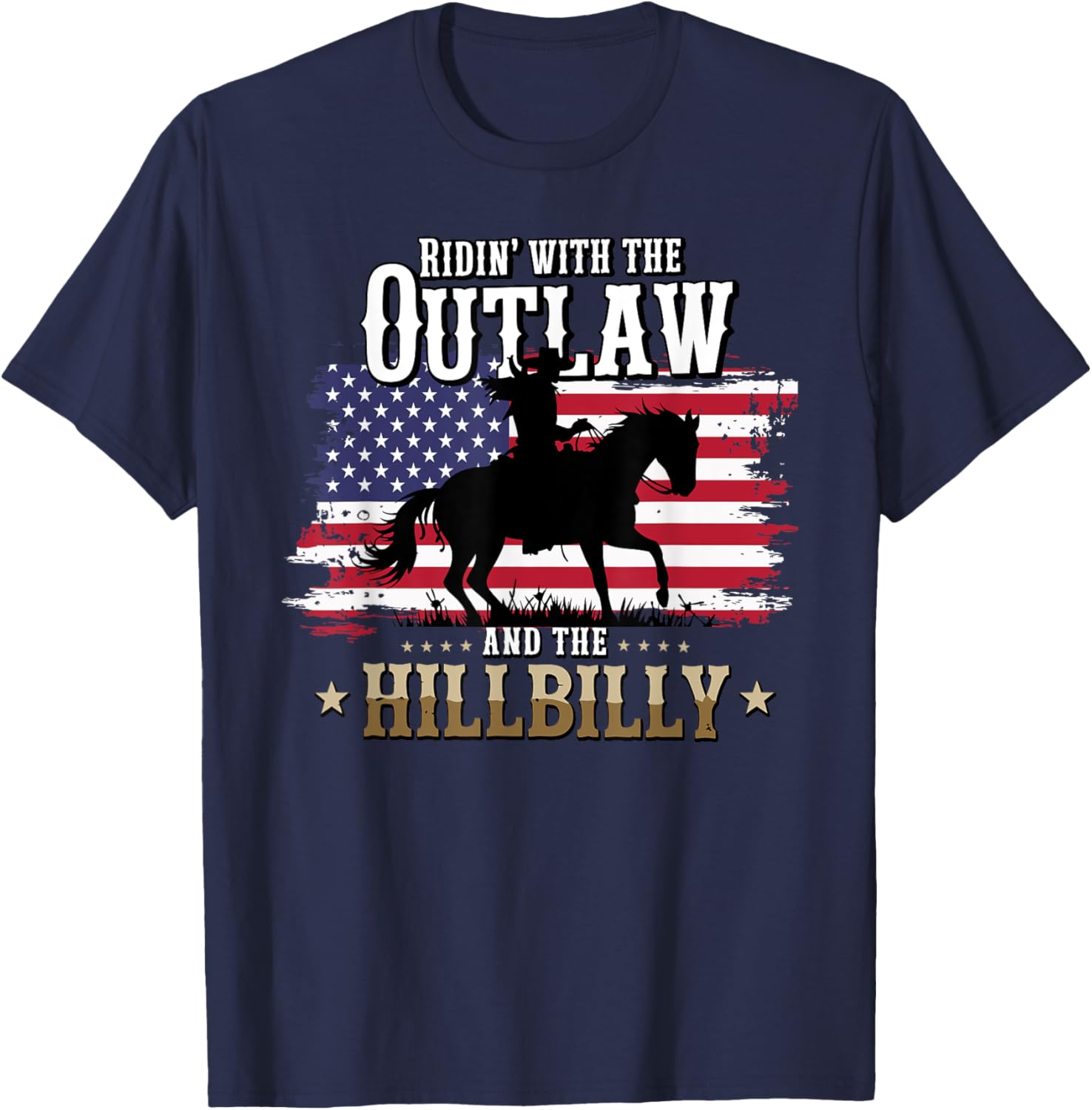 Trump Vance 2024 Ridin' With The Outlaw Hillbilly USA Flag T-Shirt