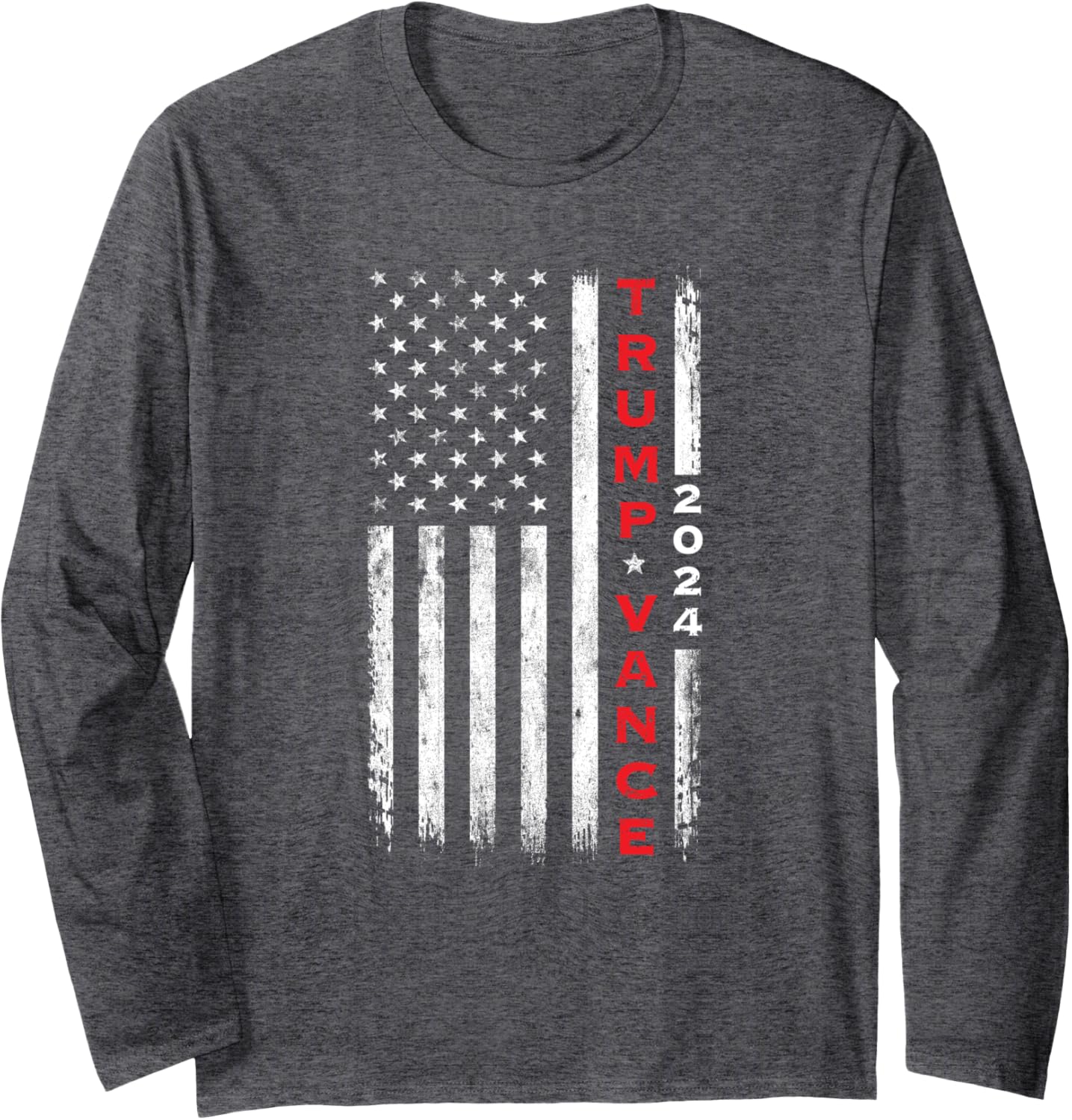 Trump Vance 2024 Vintage Subdued Vertical Flag Long Sleeve T-Shirt