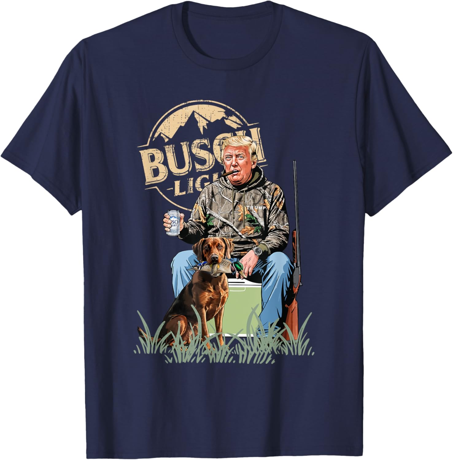 Trump With Dog Duck Waterfowl Hunting Camo President Trump T-Shirt