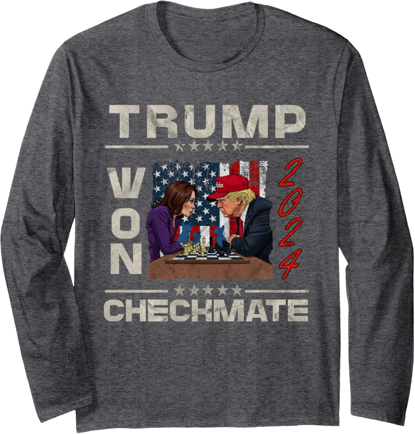 Trump Won 2024 Checkmate kamala America Trump 2024 Long Sleeve T-Shirt