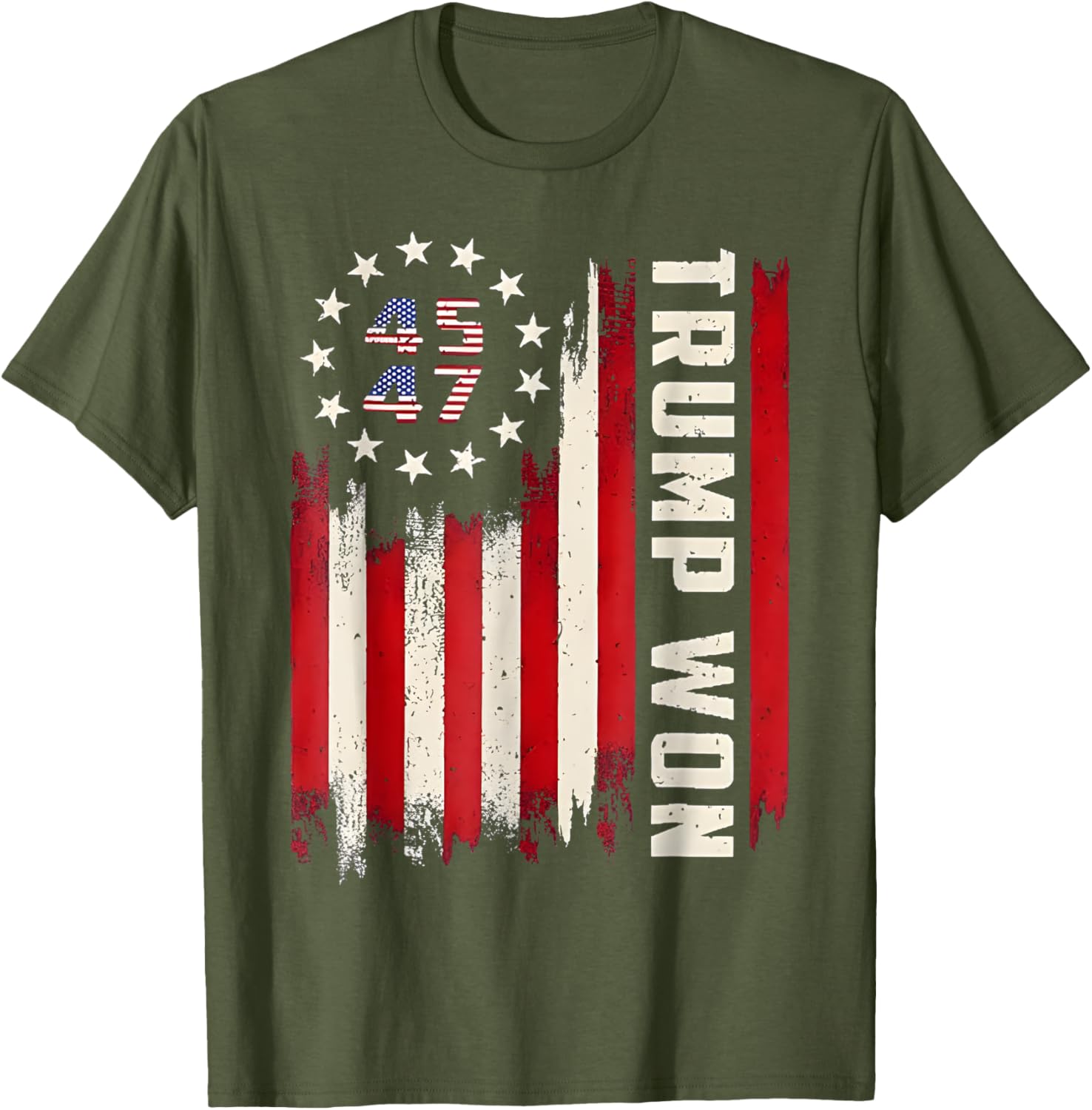 Trump Won 2024 Election President 47 th American Flag T-Shirt