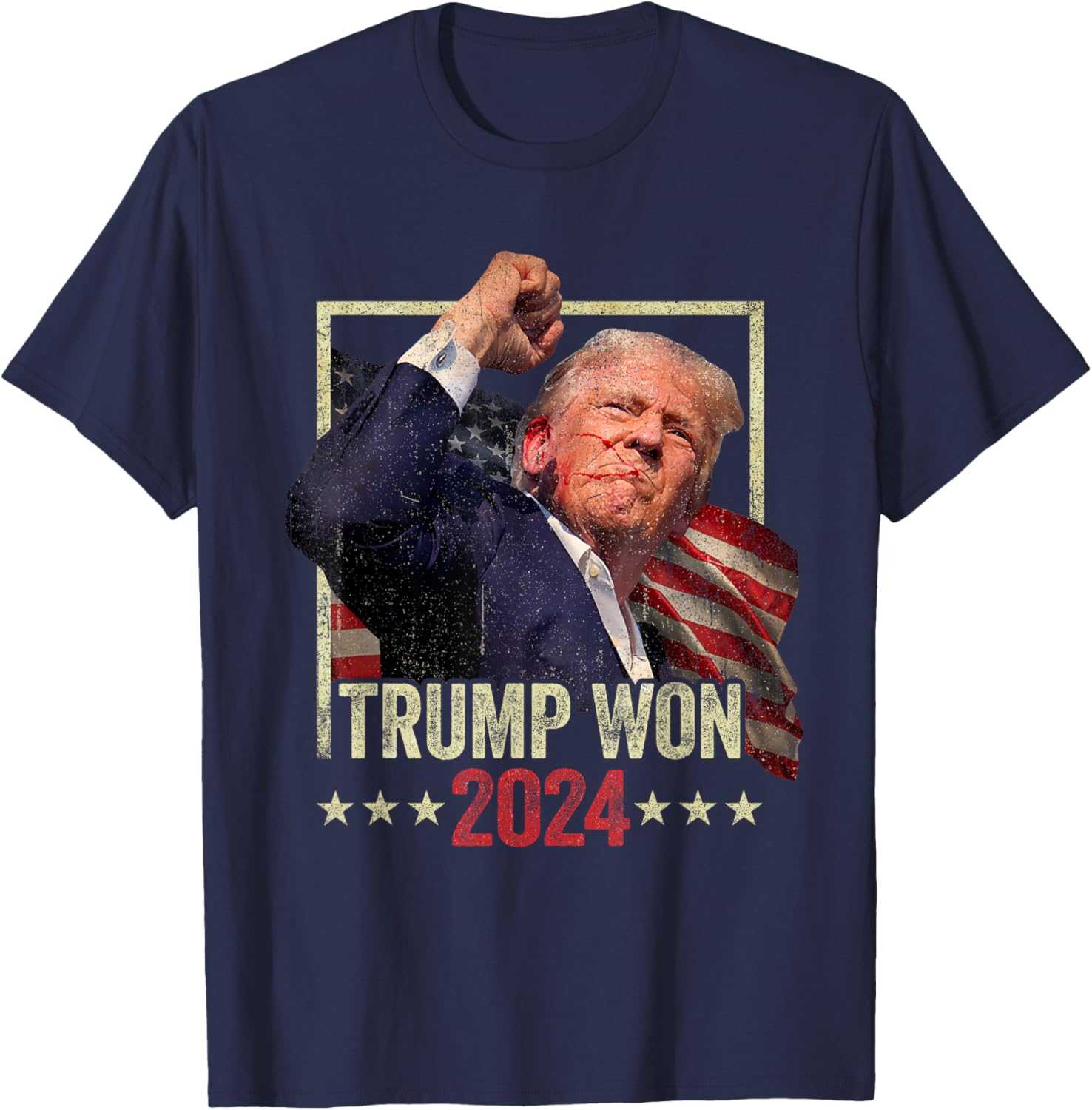 Trump Won 2024 Election President 47th American Flag Vintage T-Shirt