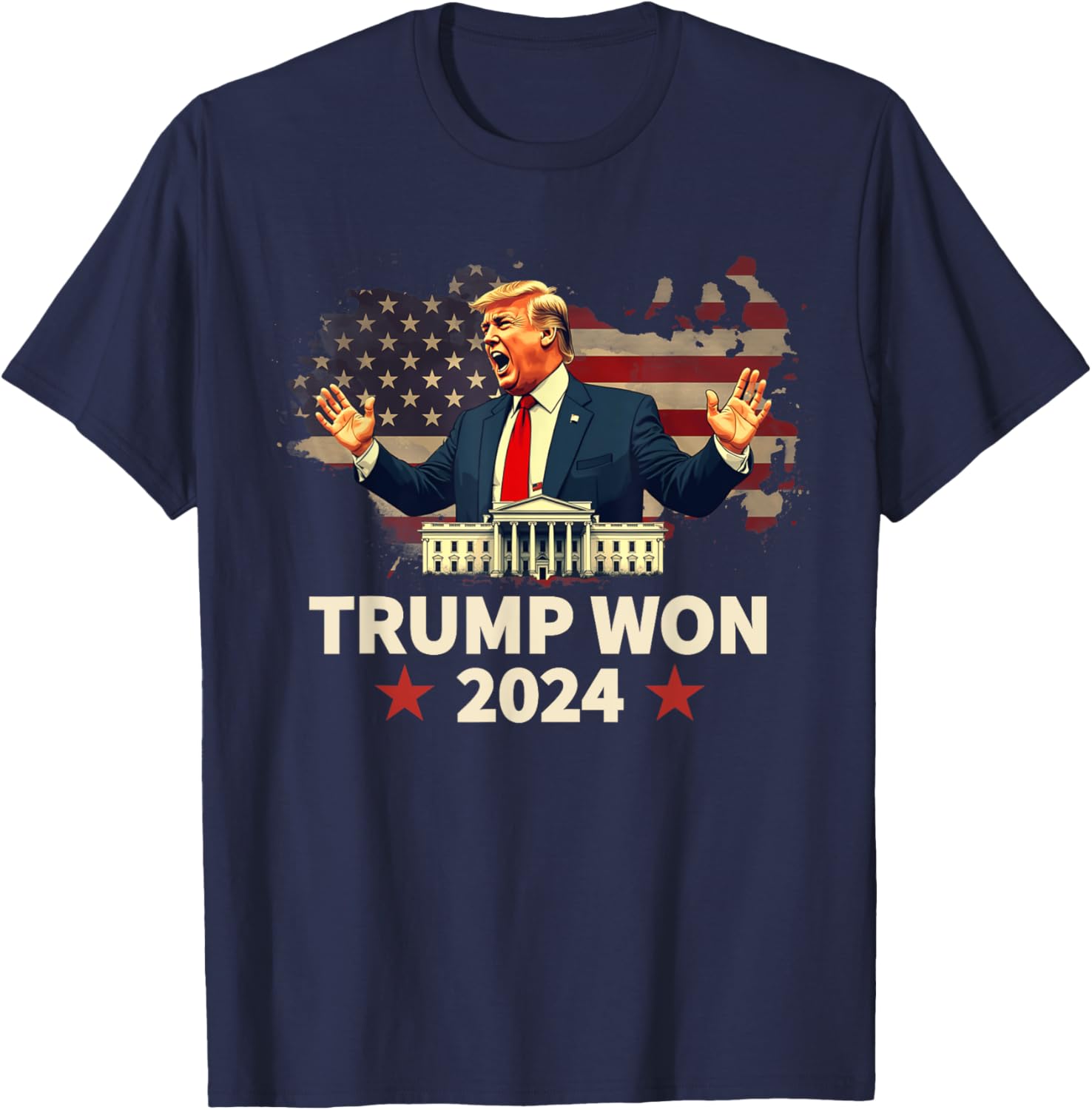 Trump Won 2024 President 47th Election US Flag T-Shirt