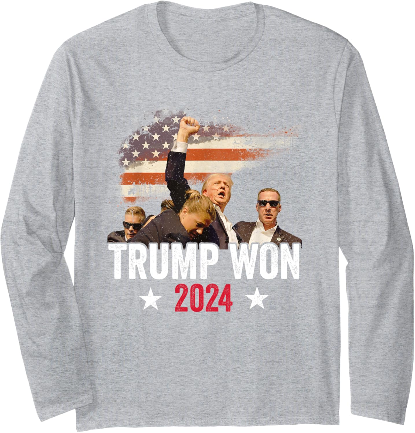 Trump Won Again 2024 Election President 47 th American Flag Long Sleeve T-Shirt