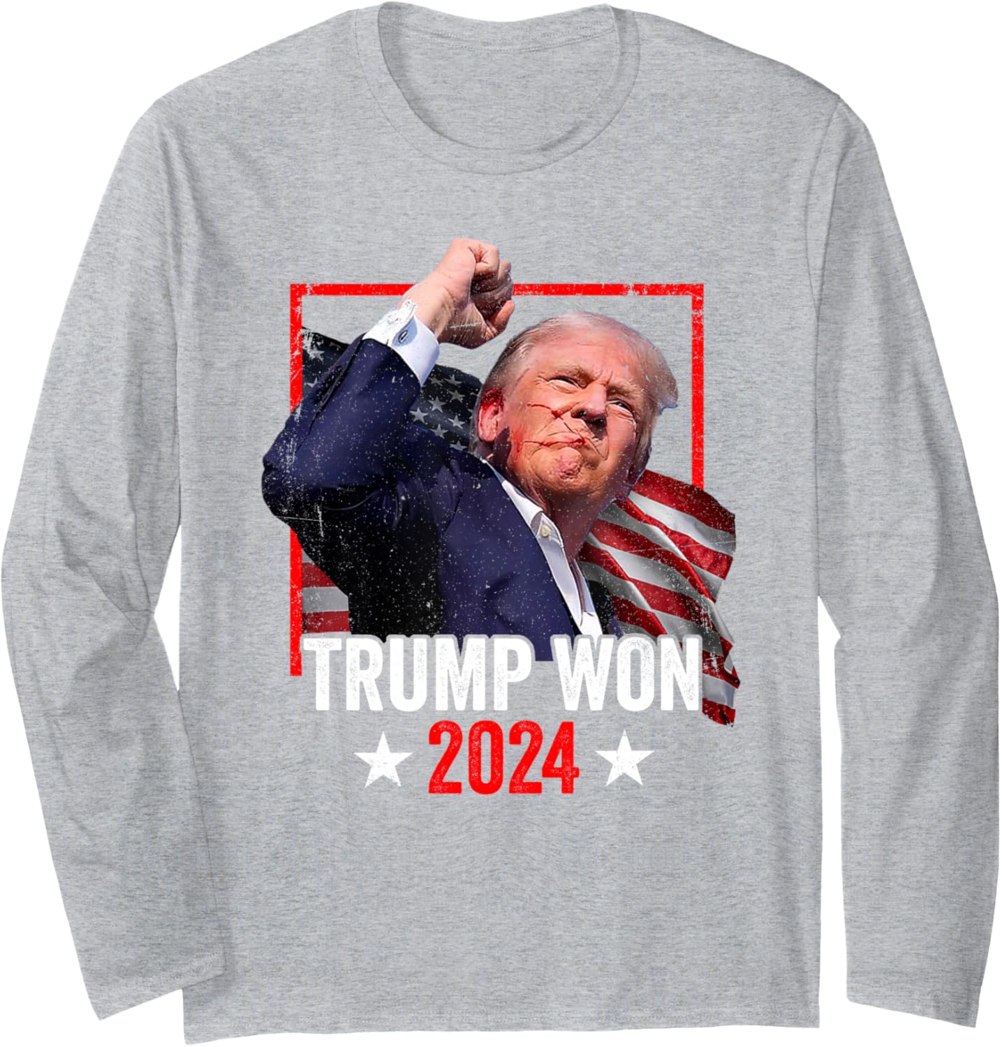 Trump Won Again 2024 Election President 47 th American Flag Long Sleeve T-Shirt