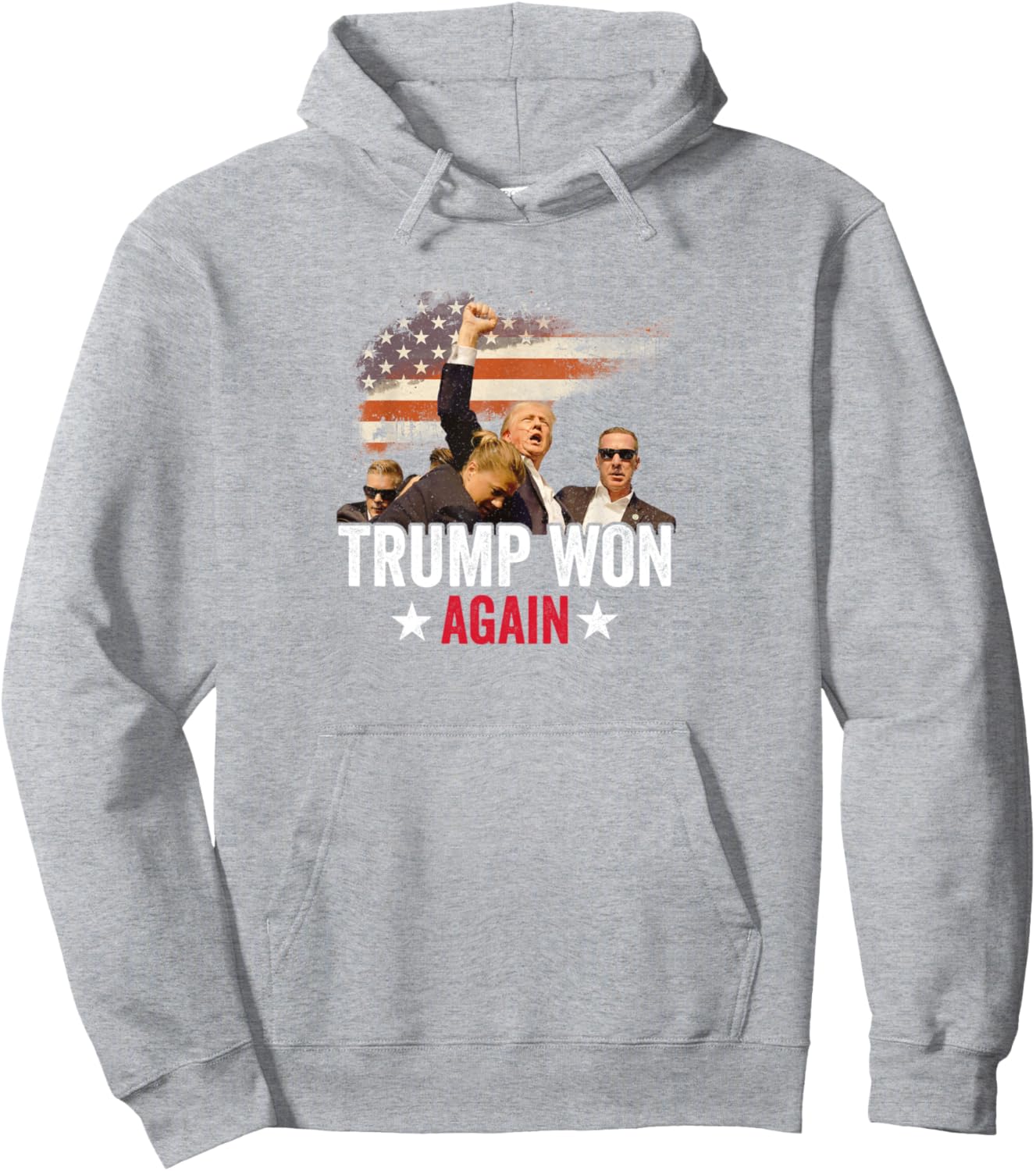 Trump Won Again 2024 Election President 47 th American Flag Pullover Hoodie