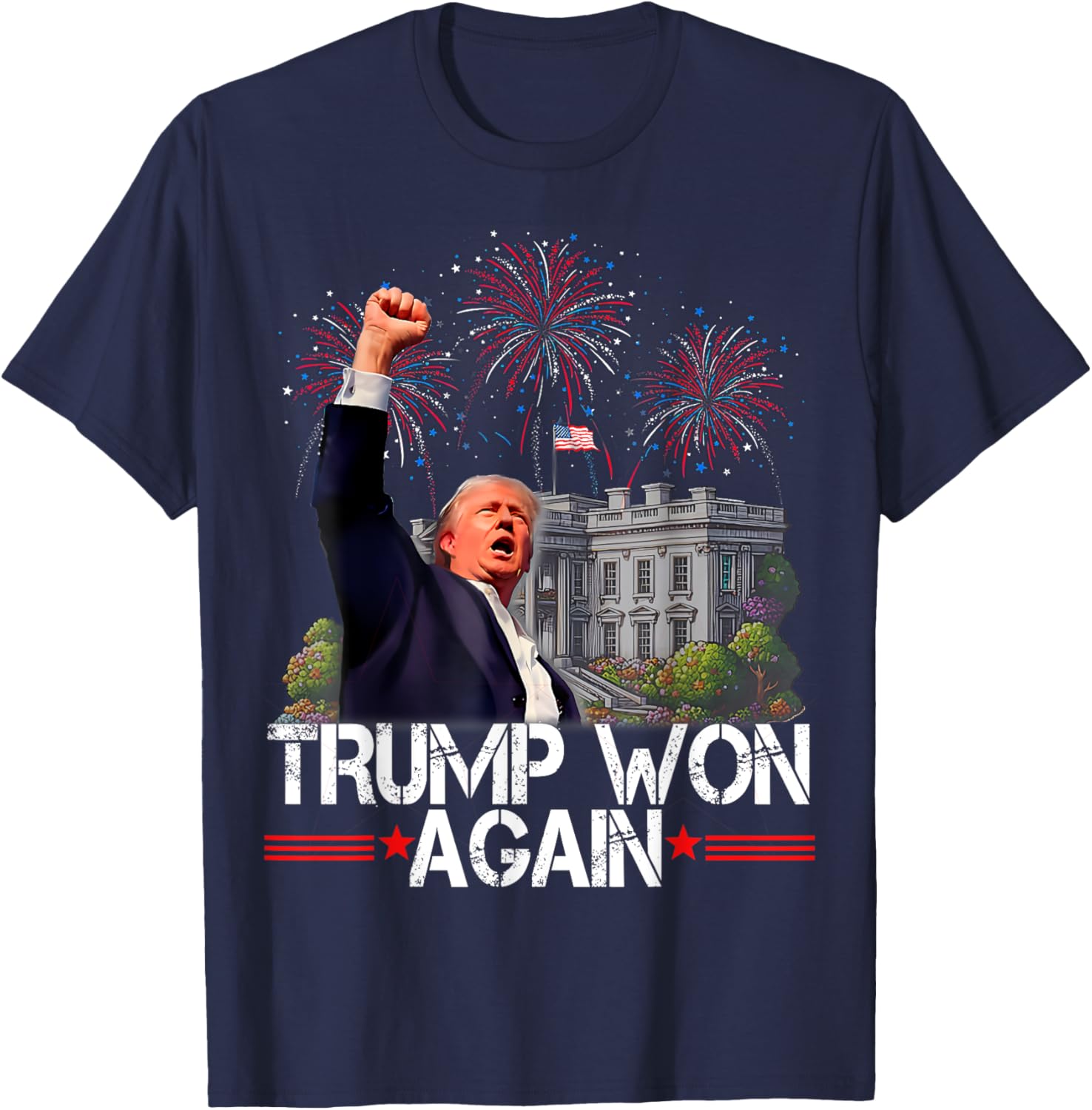 Trump Won Again 2024 Election President 47 th American Flag T-Shirt