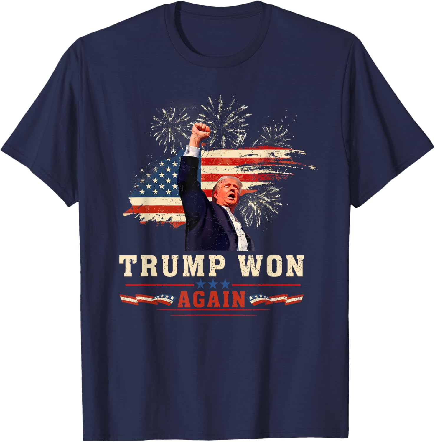 Trump Won Again 2024 Election President 47 th American Flag T-Shirt