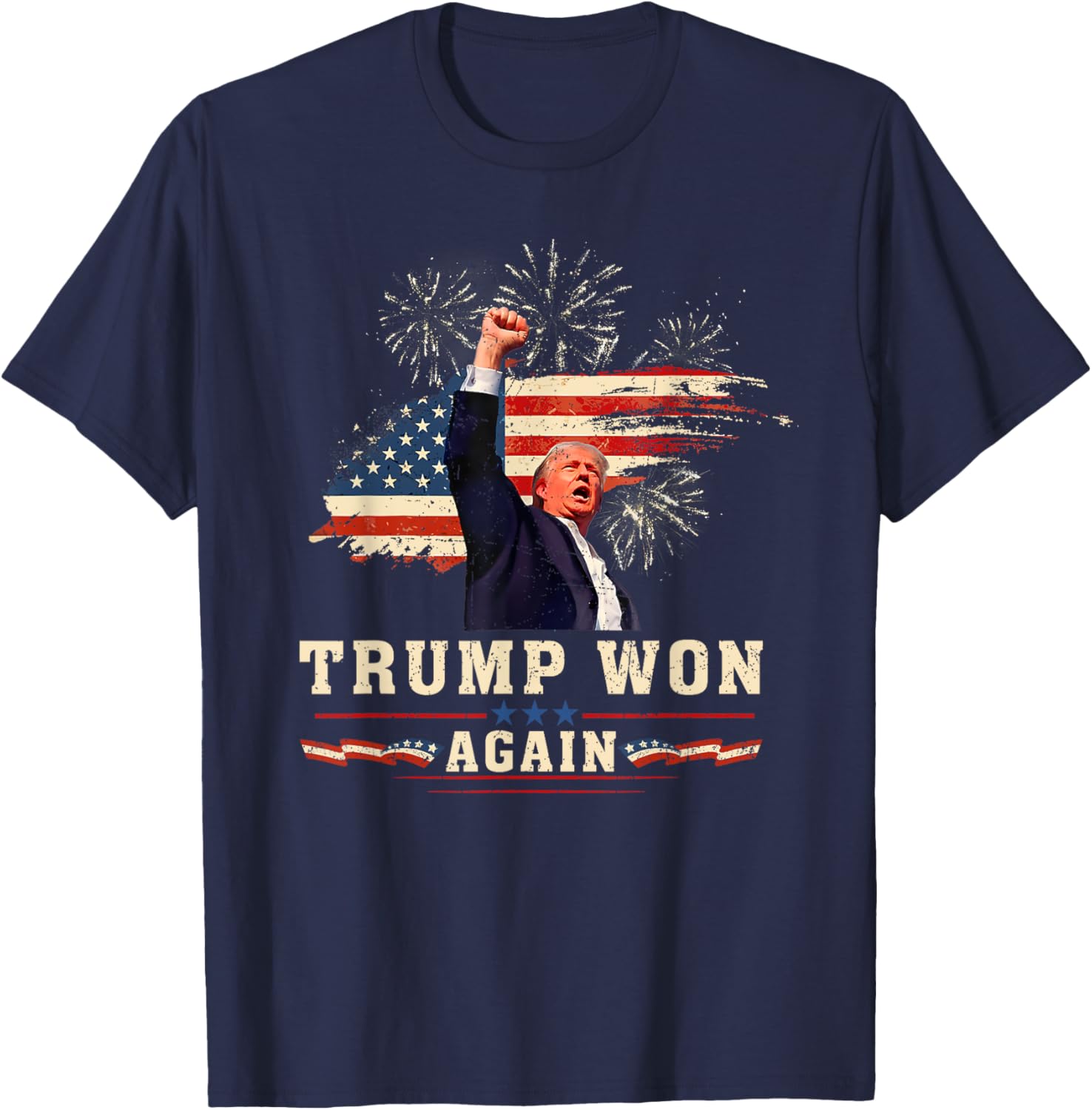 Trump Won Again 2024 Election President 47 th American Flag T-Shirt