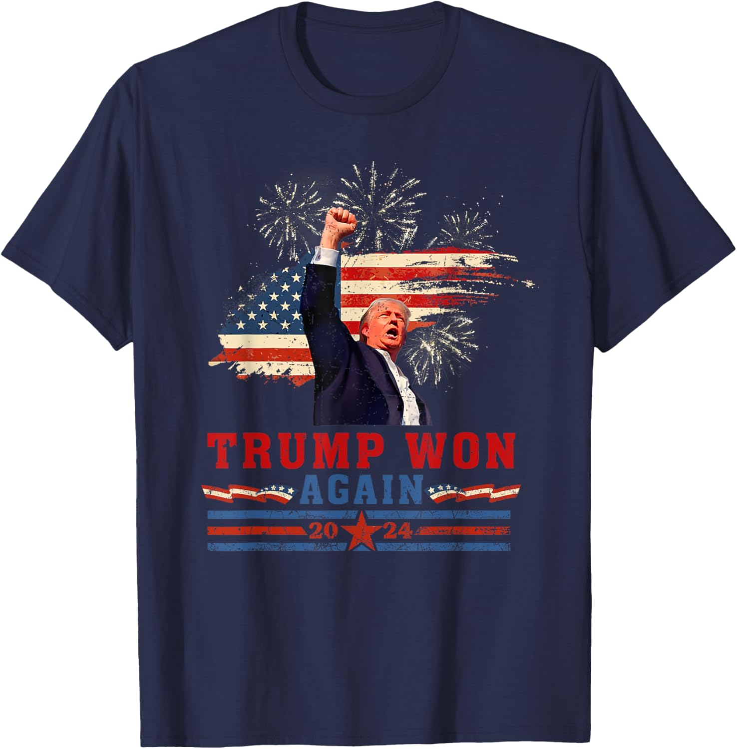 Trump Won Again 2024 Election President 47 th American Flag T-Shirt