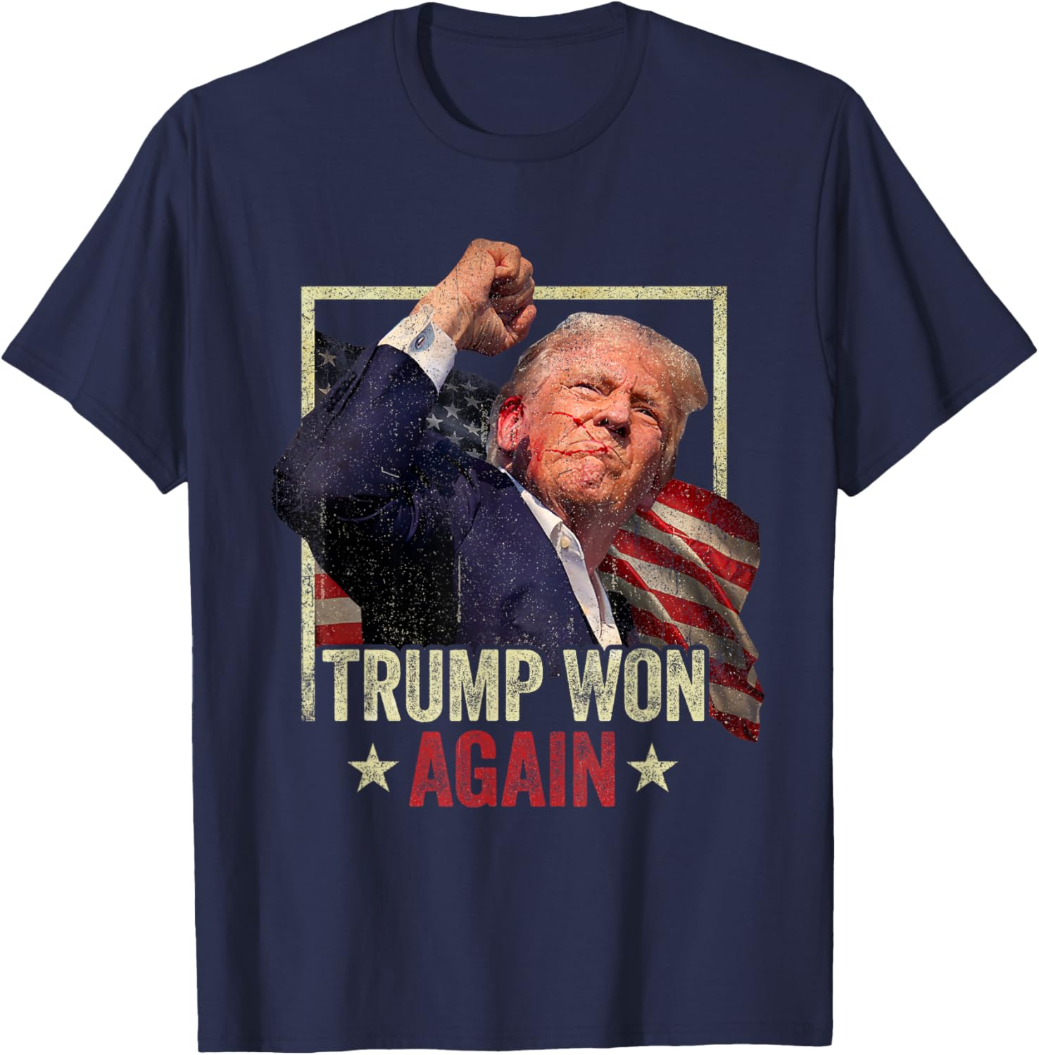 Trump Won Again 2024 Election President 47th American Flag T-Shirt