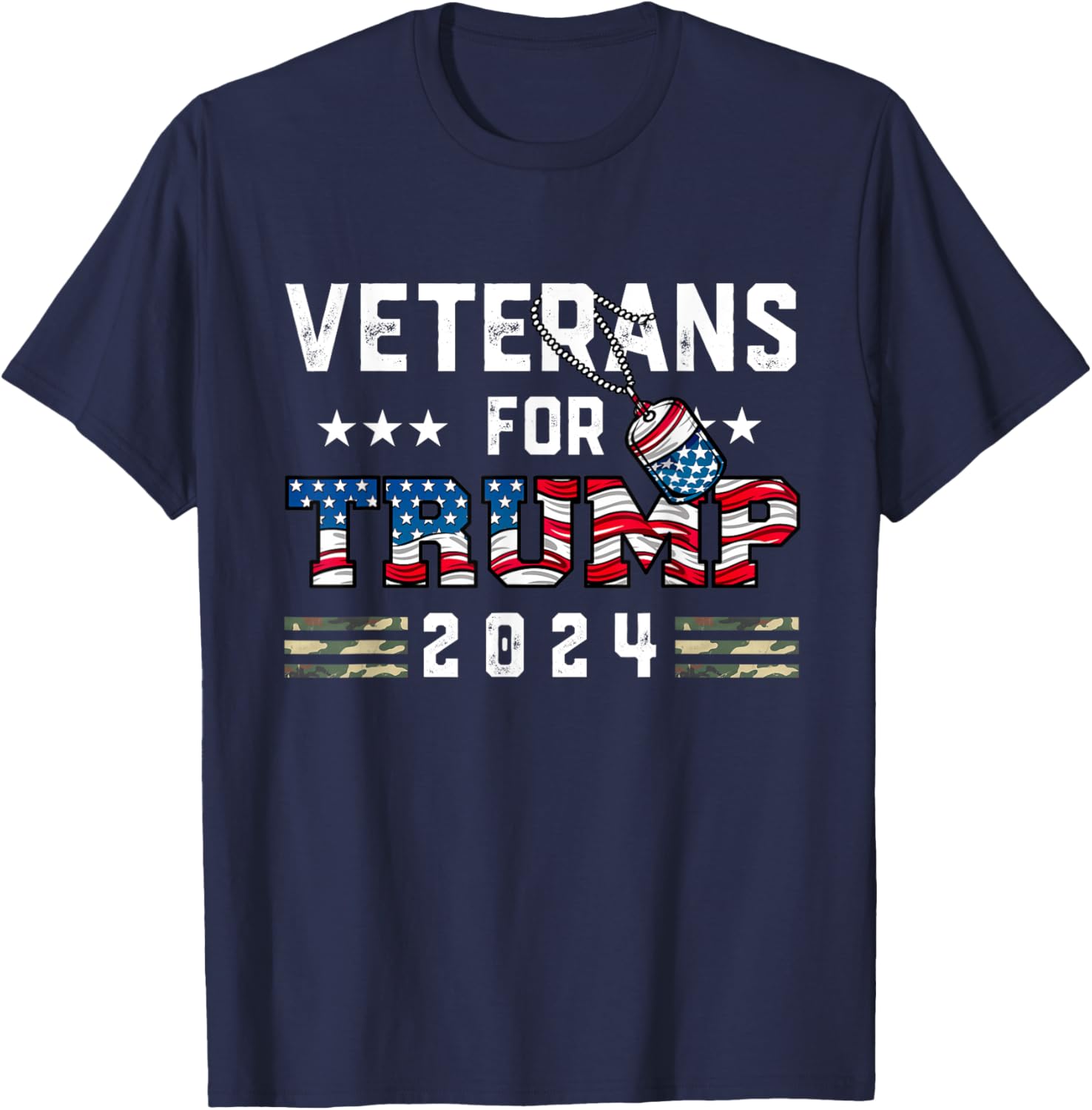 Veterans For Trump 2024 Flag American Flag Trump Veteran T-Shirt