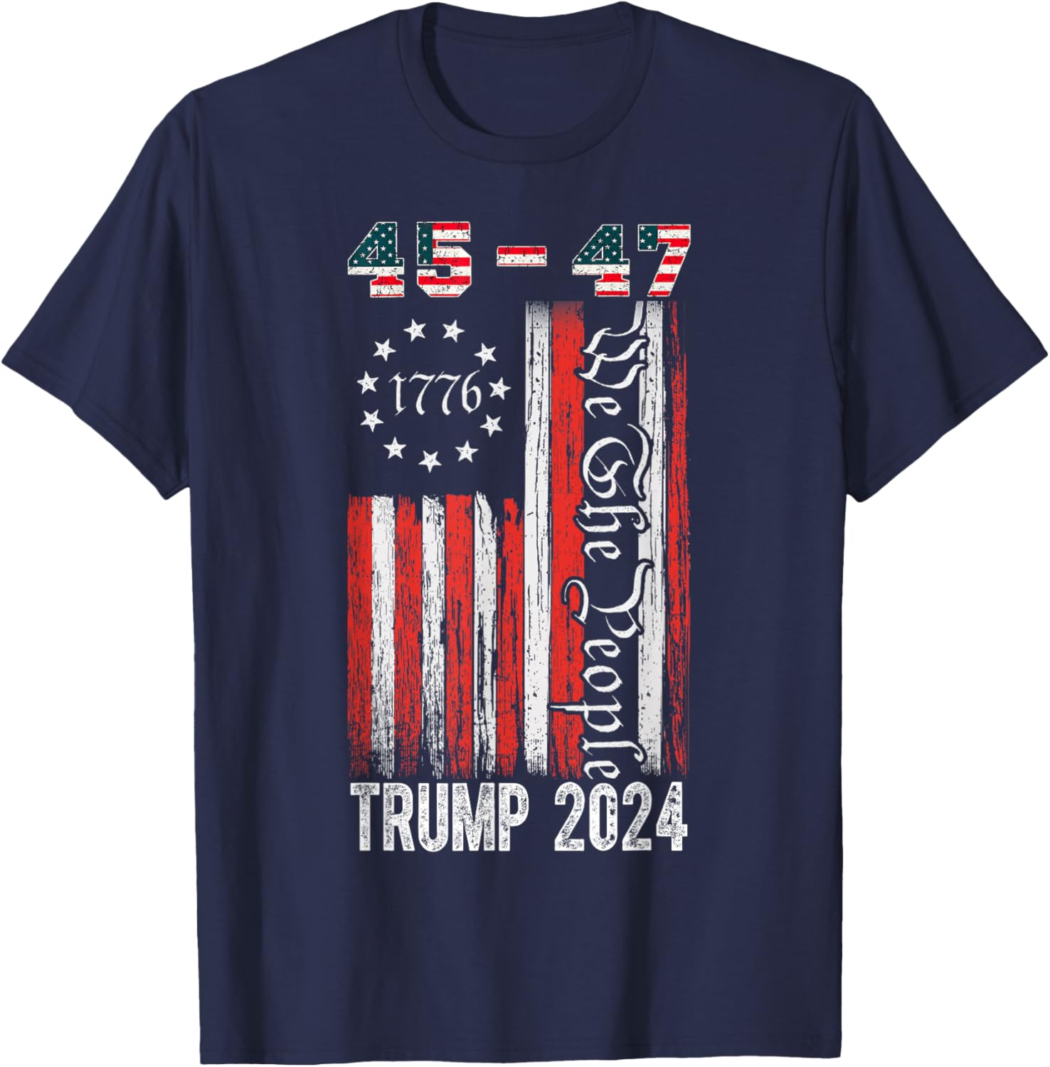 Vintage Trump 2024 45-47 US Flag We The People Vote Trump T-Shirt