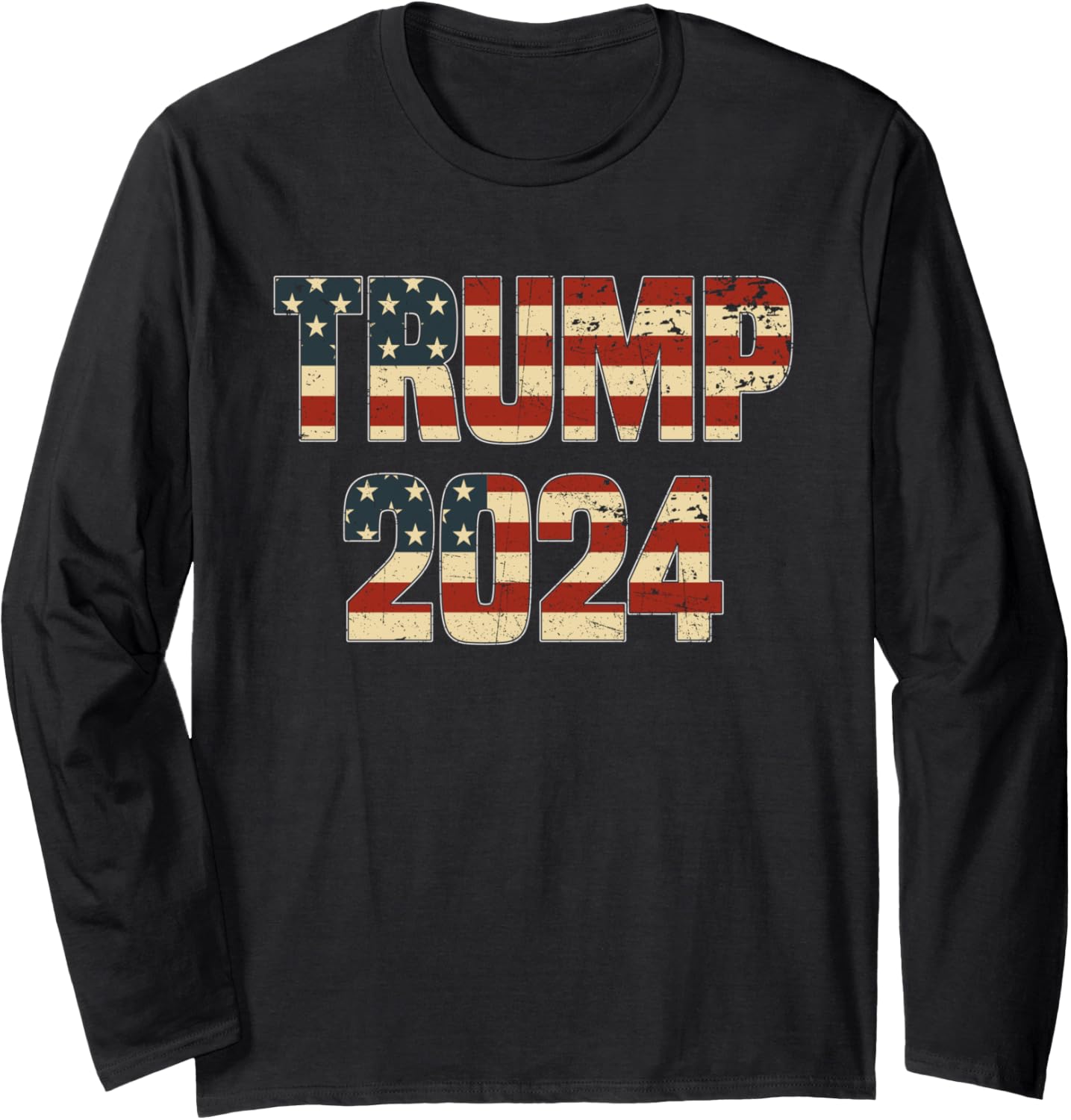 Vintage USA Flag Trump 2024 Long Sleeve T-Shirt