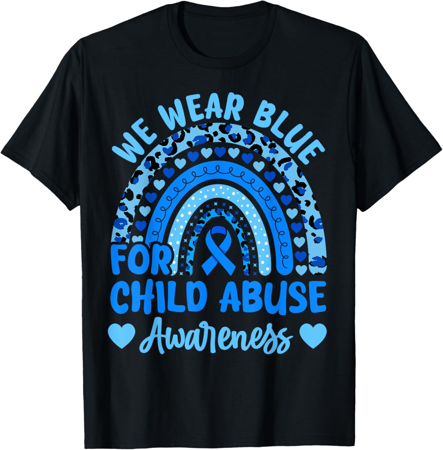 We Wear Blue for Child Abuse Awareness Blue Ribbon Groovy T-Shirt