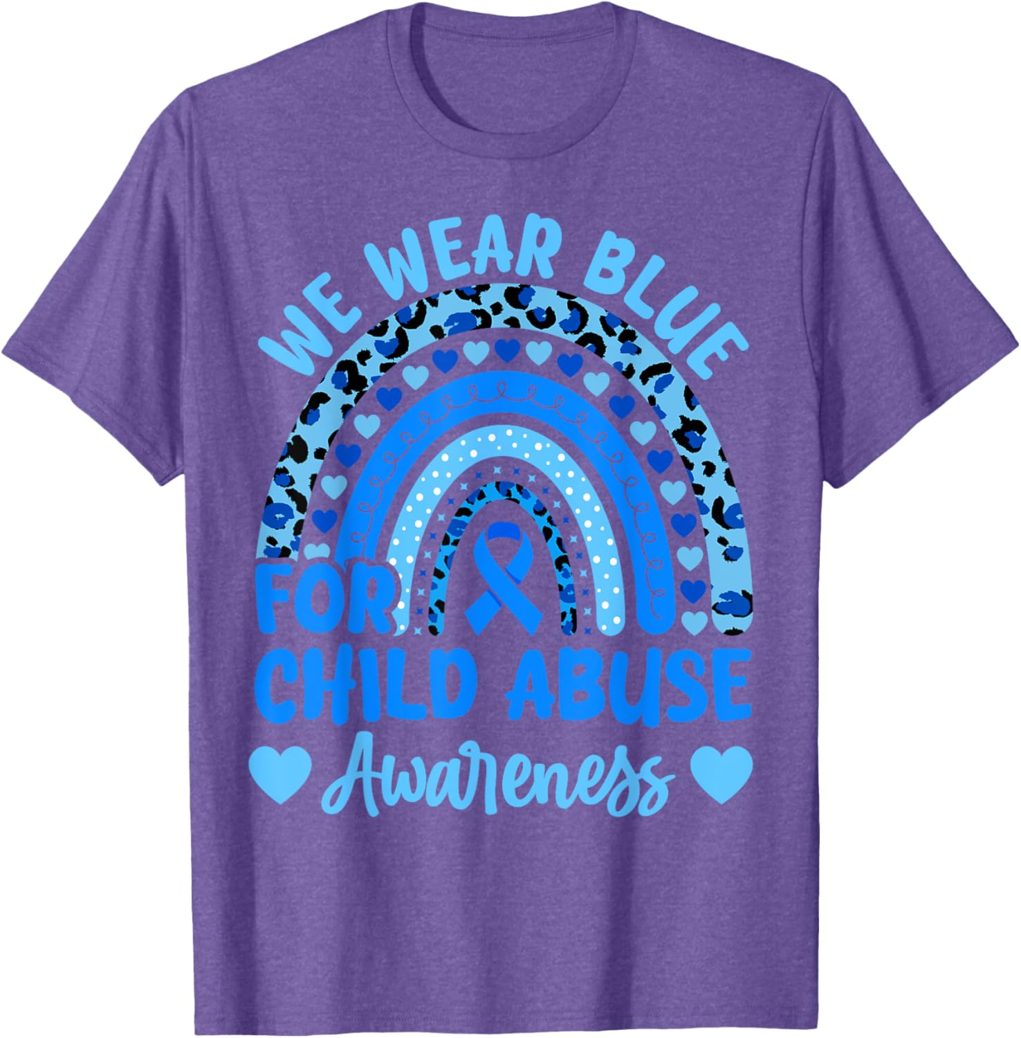 We Wear Blue for Child Abuse Awareness Blue Ribbon Groovy T-Shirt