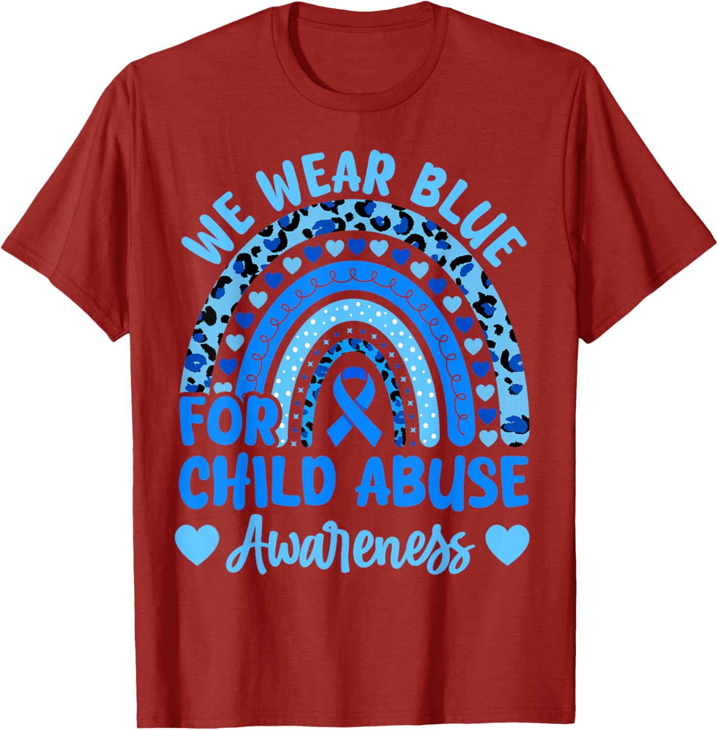 We Wear Blue for Child Abuse Awareness Blue Ribbon Groovy T-Shirt