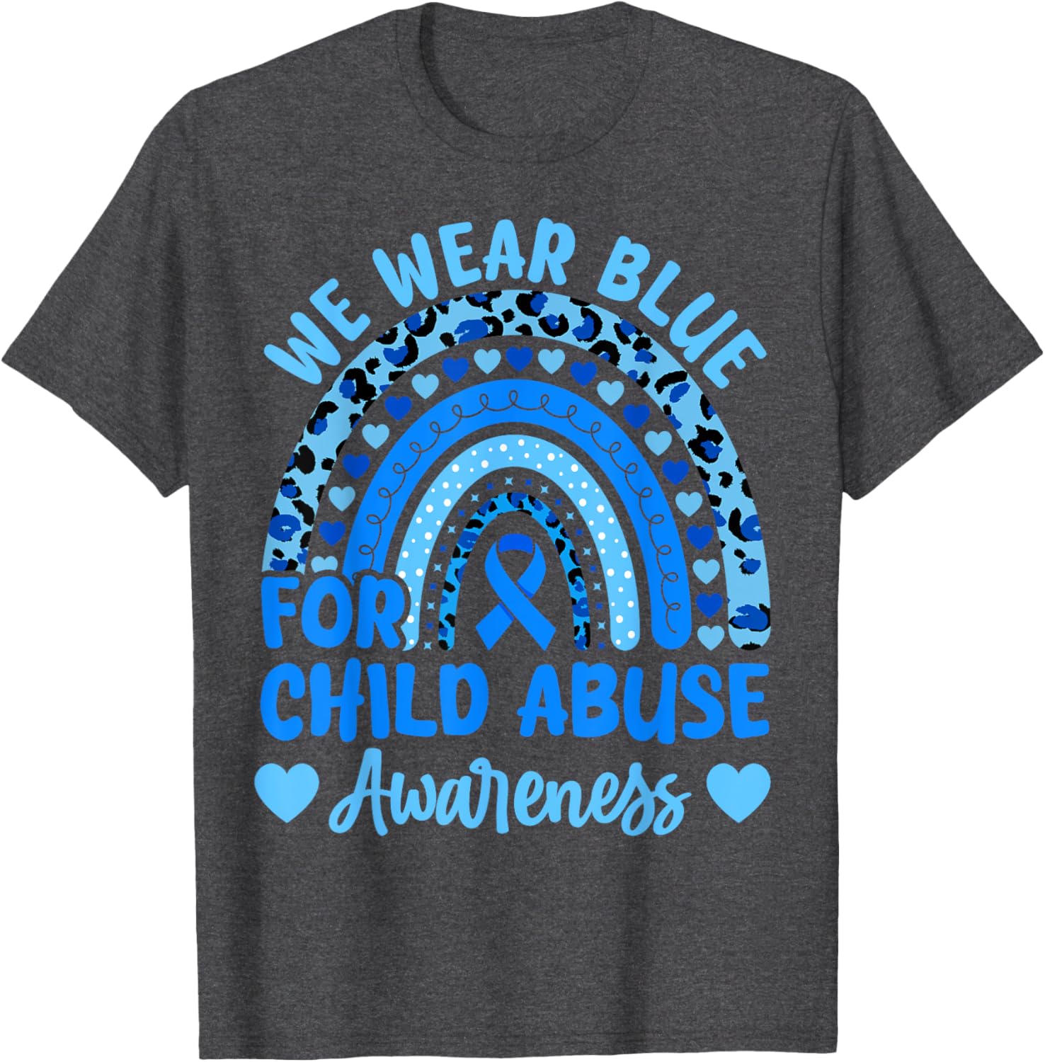 We Wear Blue for Child Abuse Awareness Blue Ribbon Groovy T-Shirt